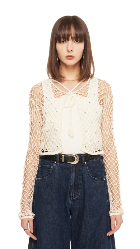 Beaded Crochet Cardigan sold by INITIAL Fashion
