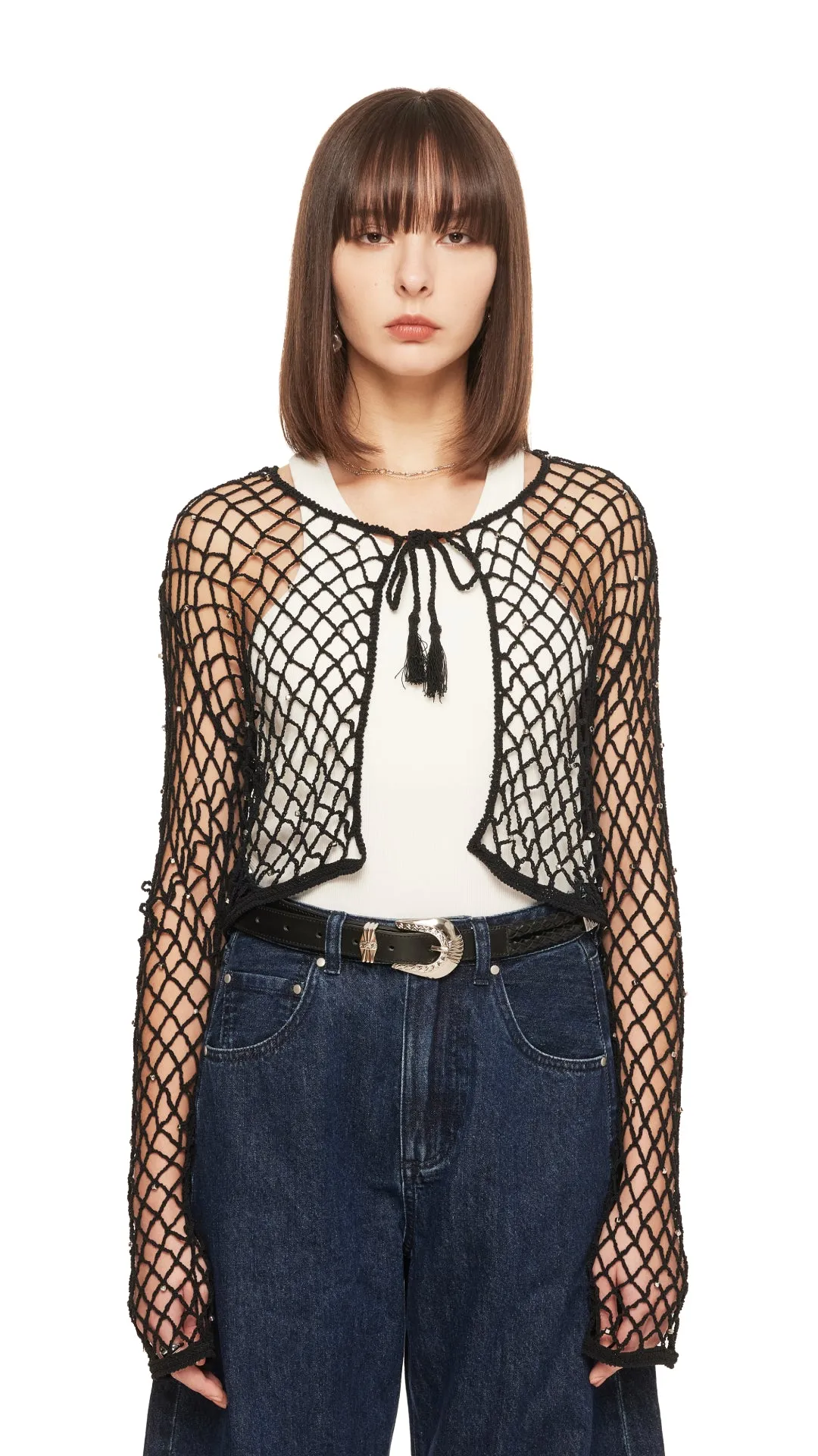 Beaded Crochet Cardigan sold by INITIAL Fashion