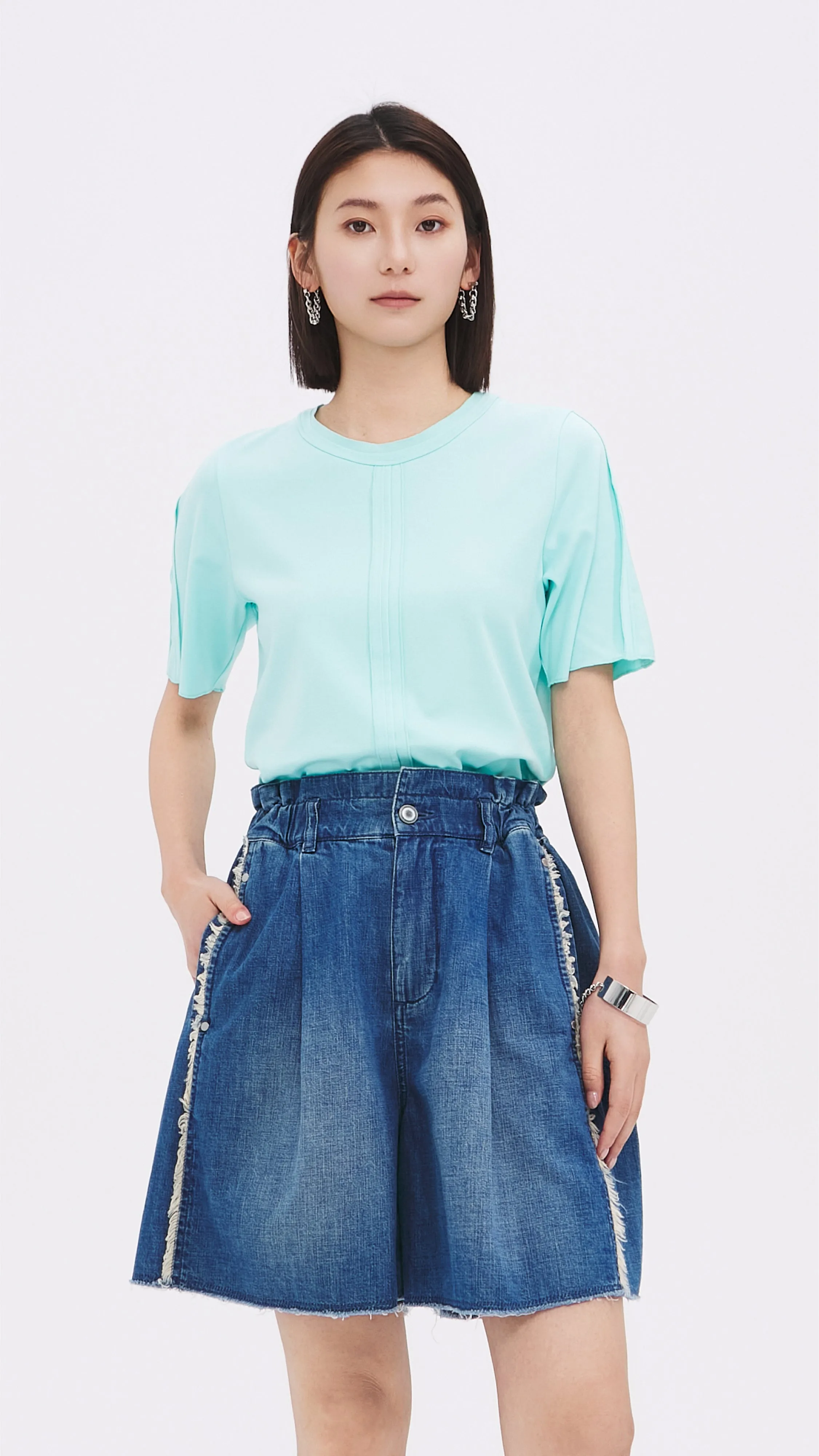 Tucks-trimmed T-Shirt sold by INITIAL Fashion