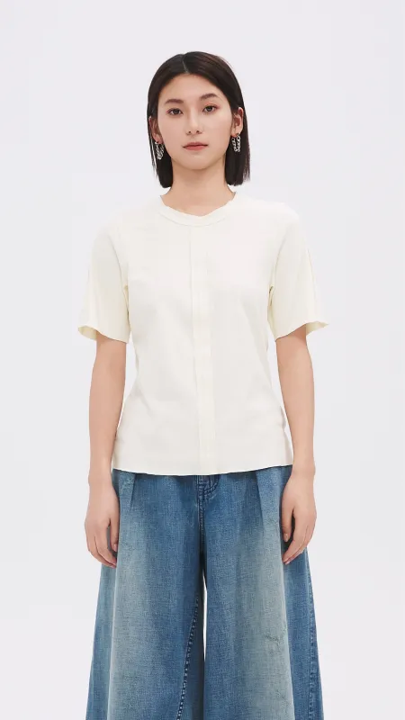 Tucks-trimmed T-Shirt sold by INITIAL Fashion