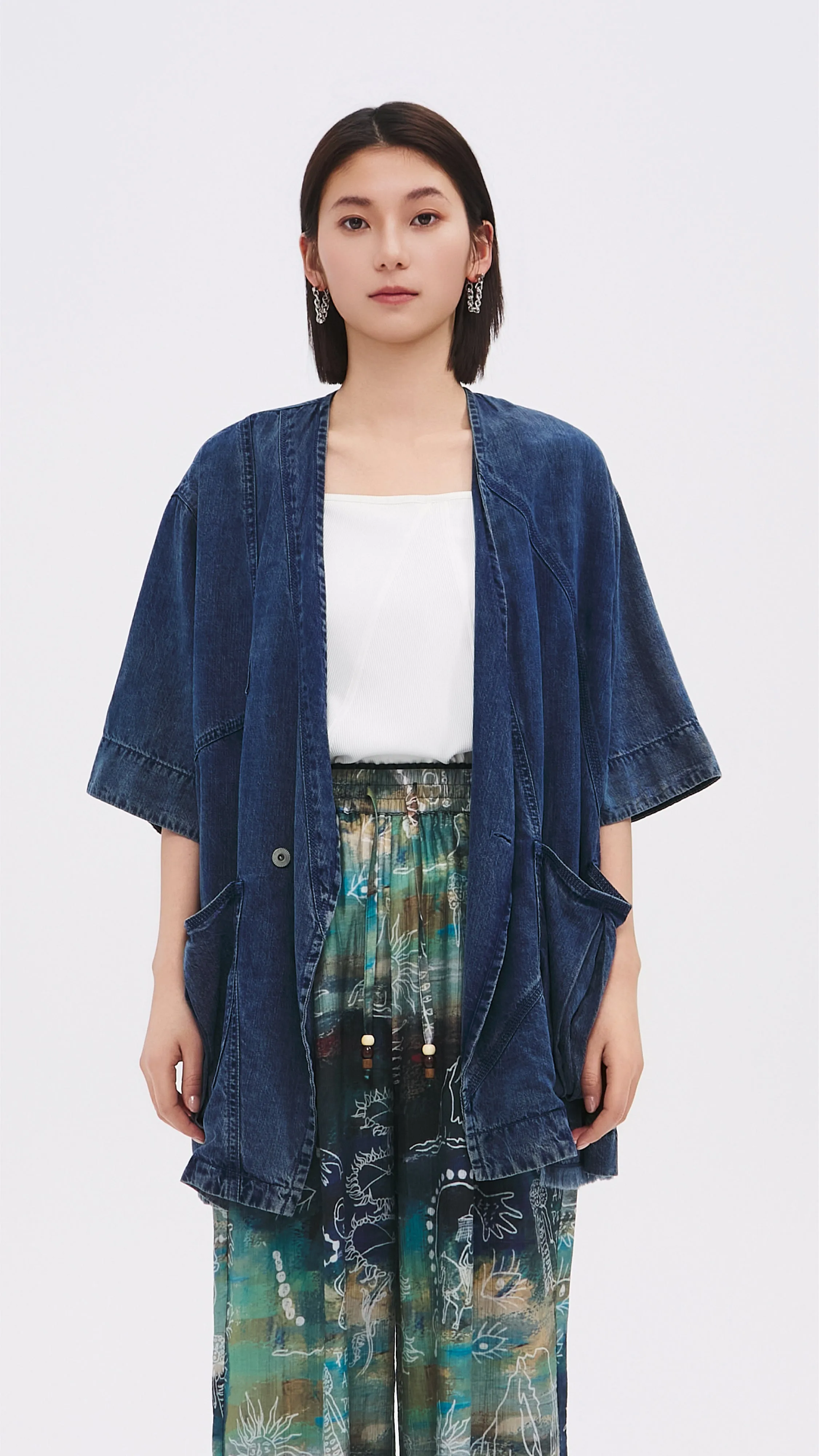 Rebuilt Denim Kimono Jacket sold by INITIAL Fashion