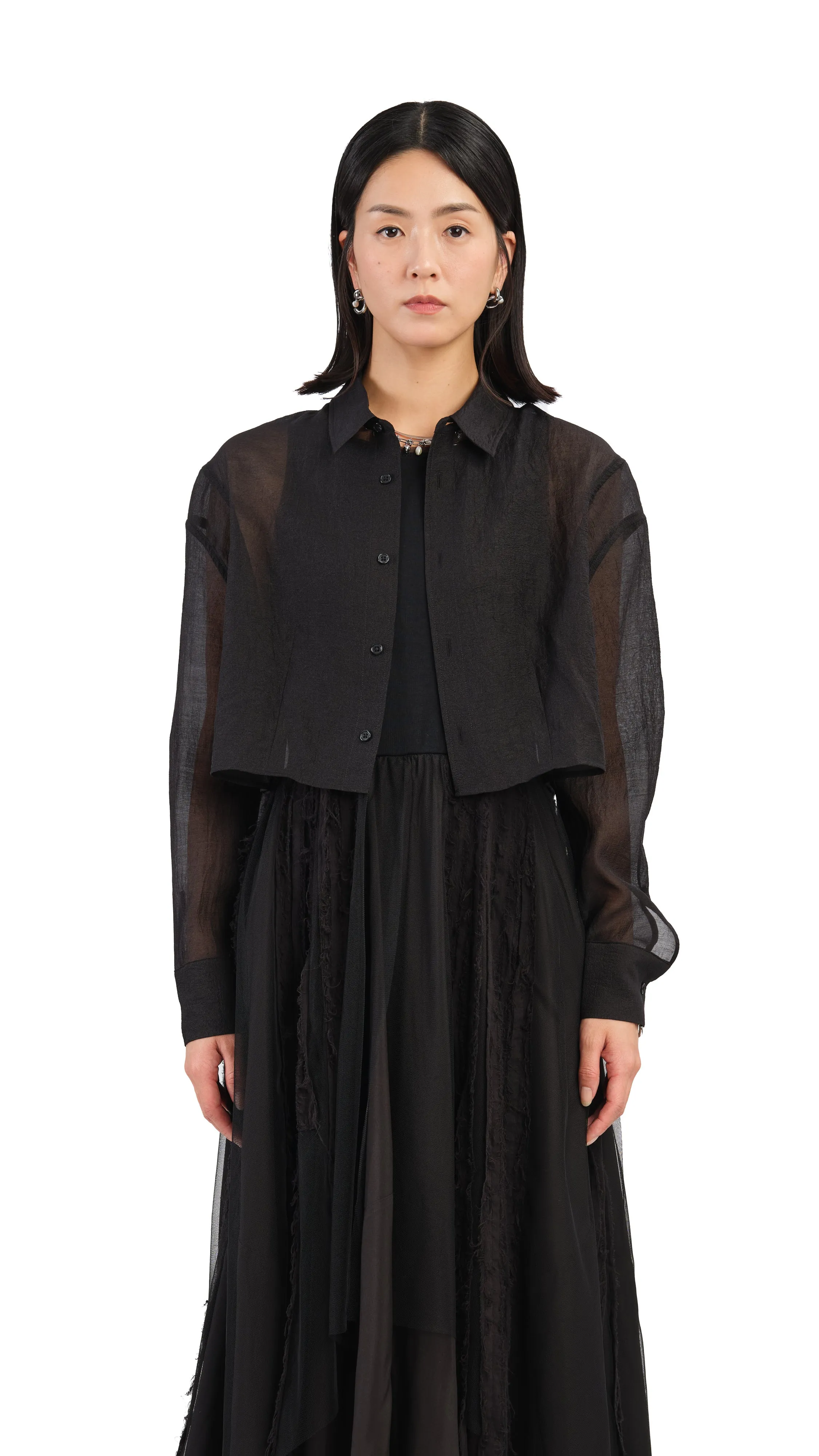 Puff Sleeves Crop Shirt sold by INITIAL Fashion