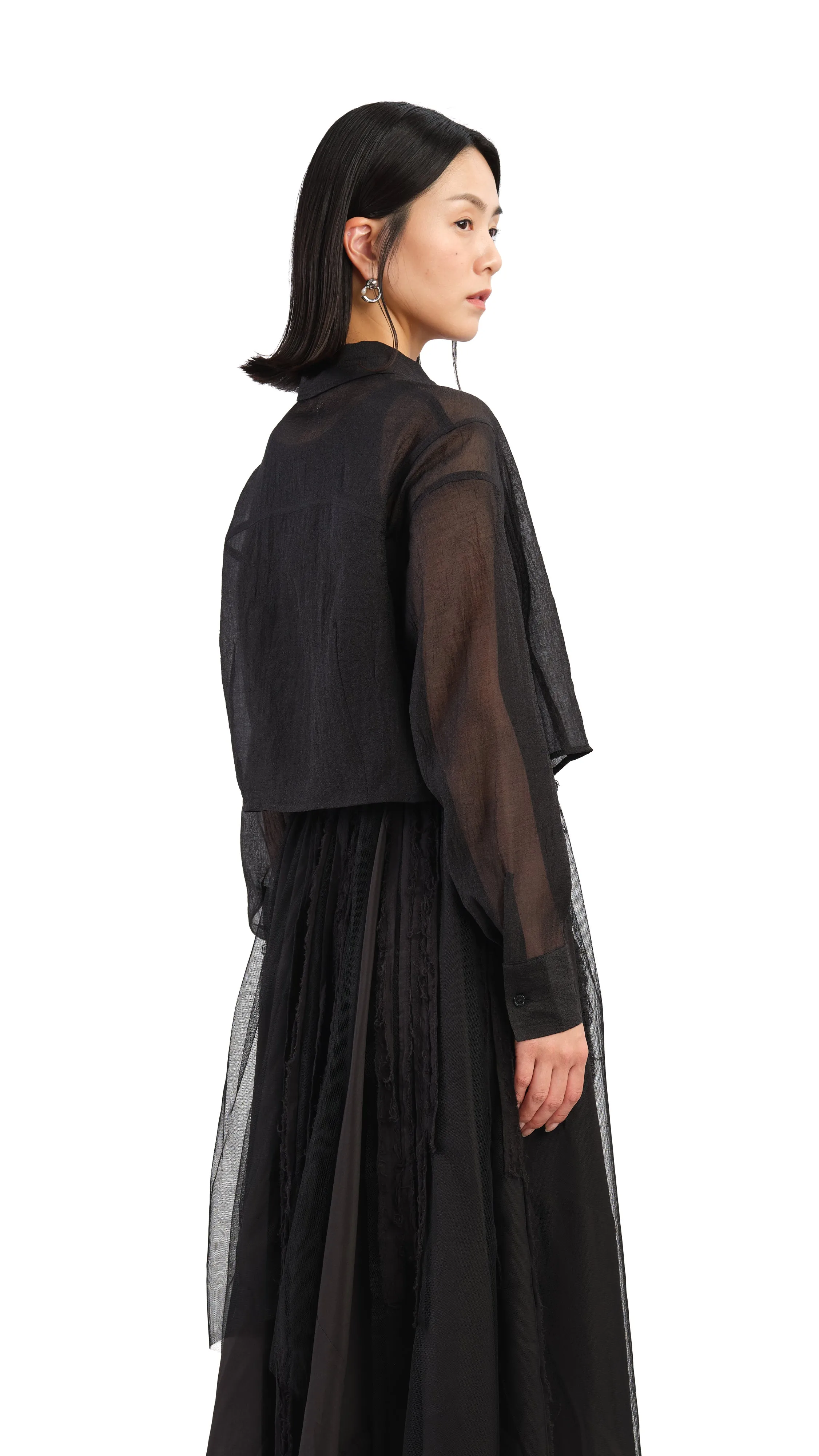 Puff Sleeves Crop Shirt sold by INITIAL Fashion product image thumbnail 3