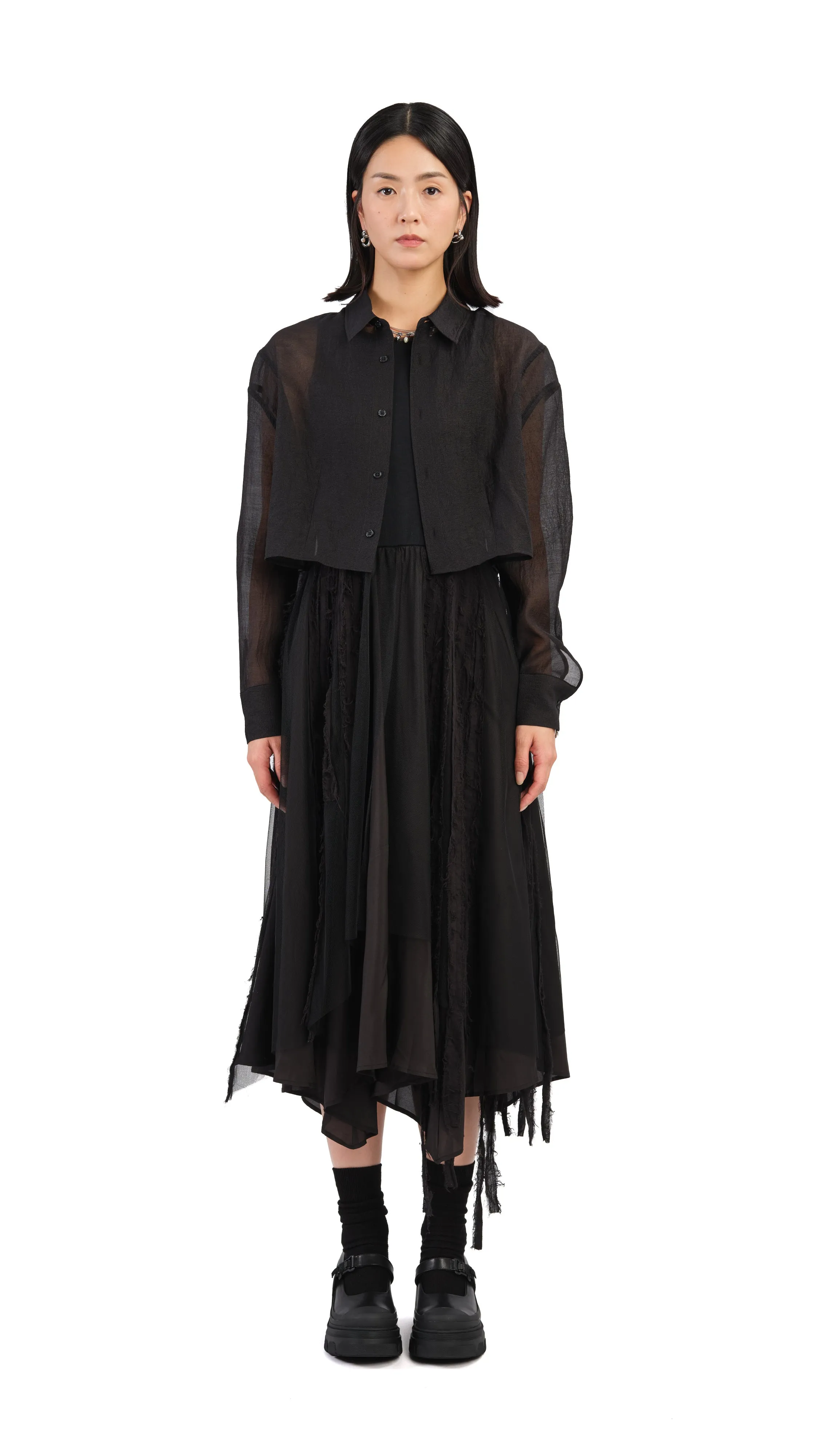 Puff Sleeves Crop Shirt sold by INITIAL Fashion product image thumbnail 4