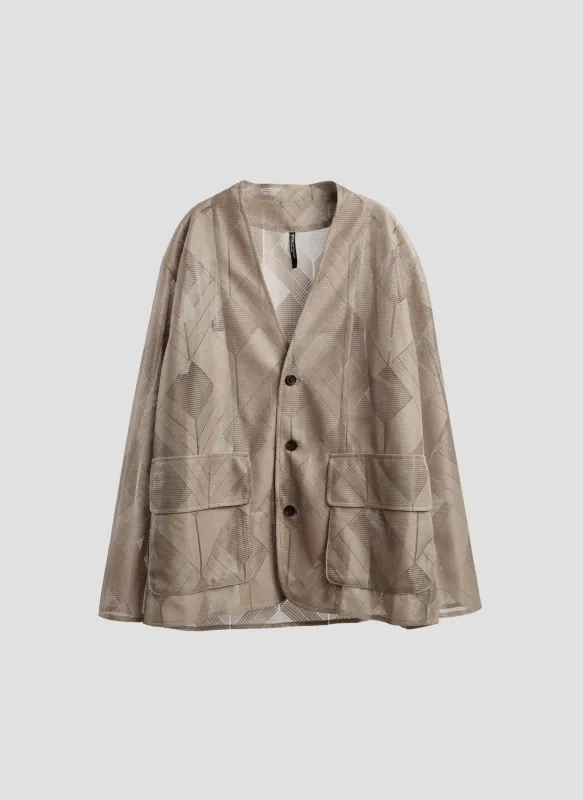 Polyester Geometric Jacquard Soft Blazer sold by INITIAL Fashion