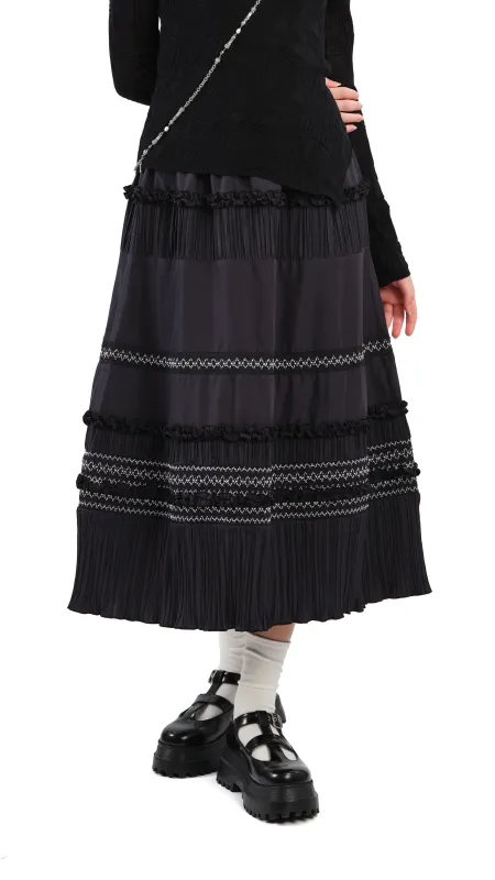Smocking Patch Flare Skirt sold by INITIAL Fashion