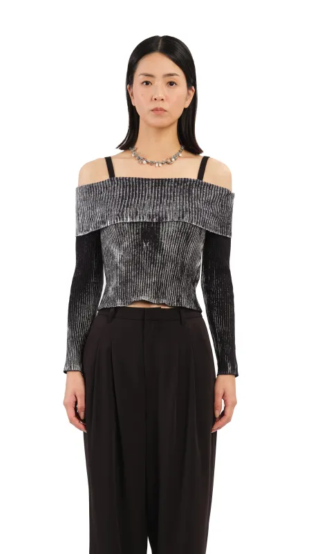 Two-Tone Off Shoulder Sweater sold by INITIAL Fashion