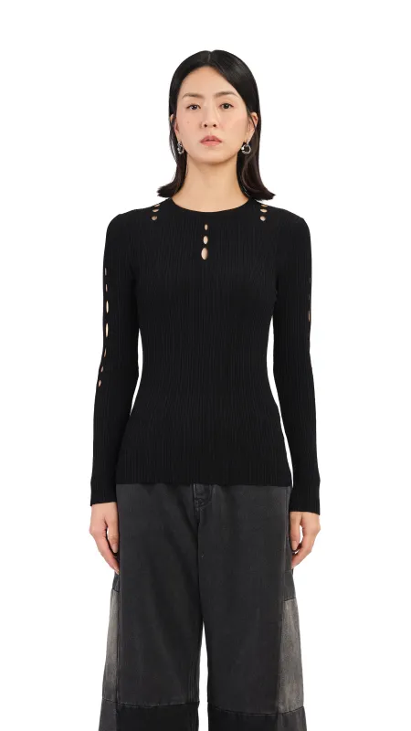 Slash Cut-Out Sweater sold by INITIAL Fashion