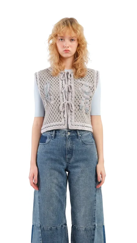 Selk'Nam Graphic Crochet Vest sold by INITIAL Fashion