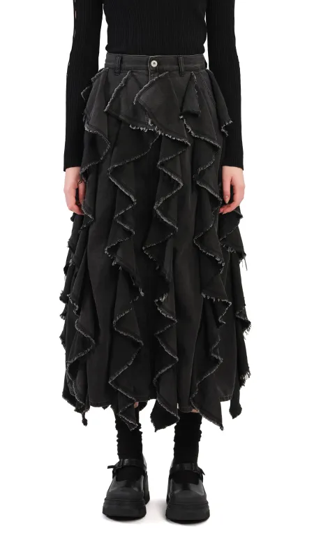 Ruffles Denim Skirt sold by INITIAL Fashion