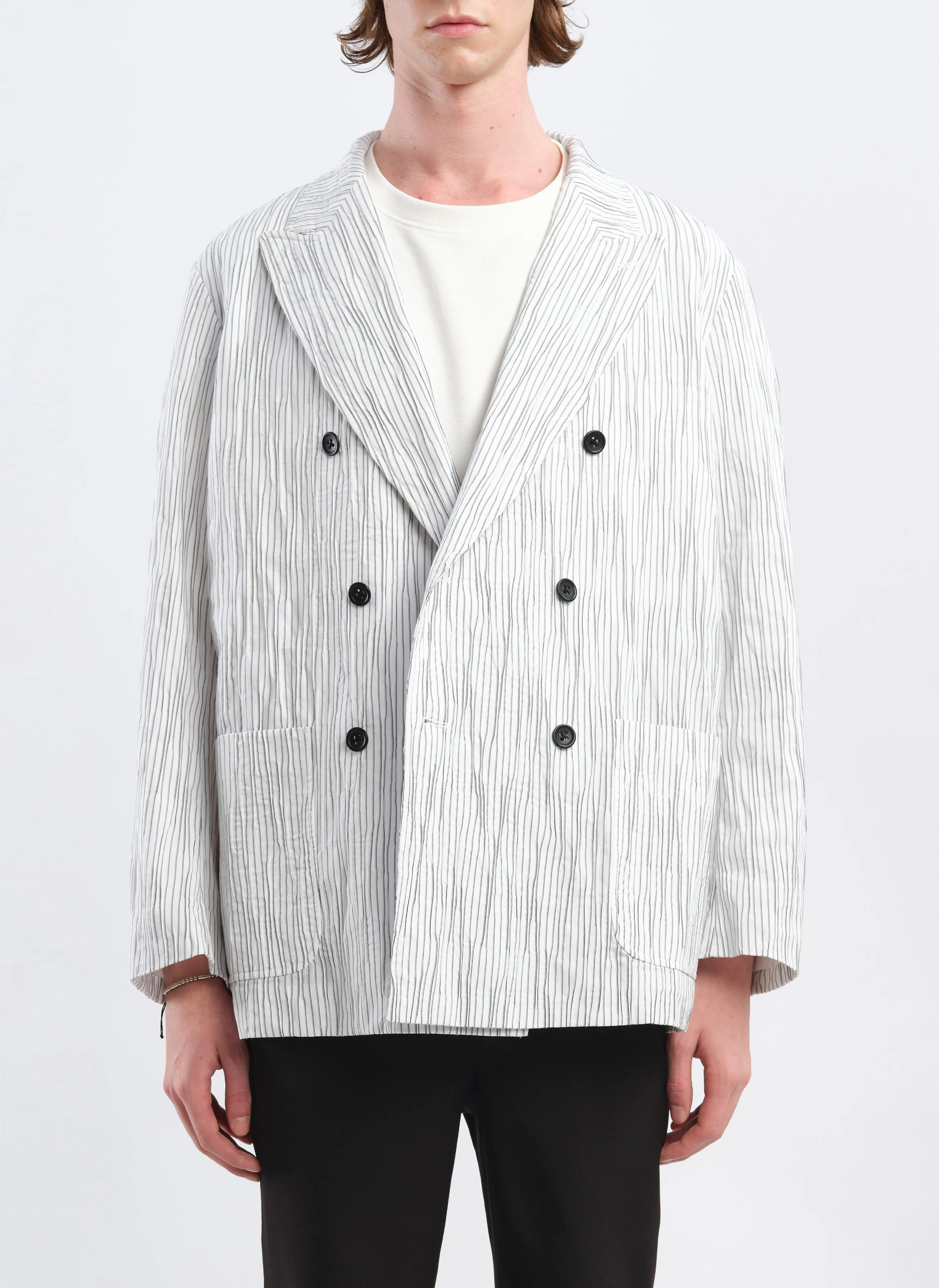 Distort Cotton Dobby Cloth Double Breasted Blazer sold by INITIAL Fashion product image thumbnail 2