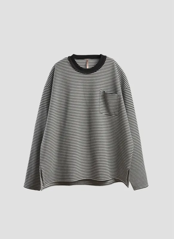 Jacquard Long Sleeves Border Top sold by INITIAL Fashion