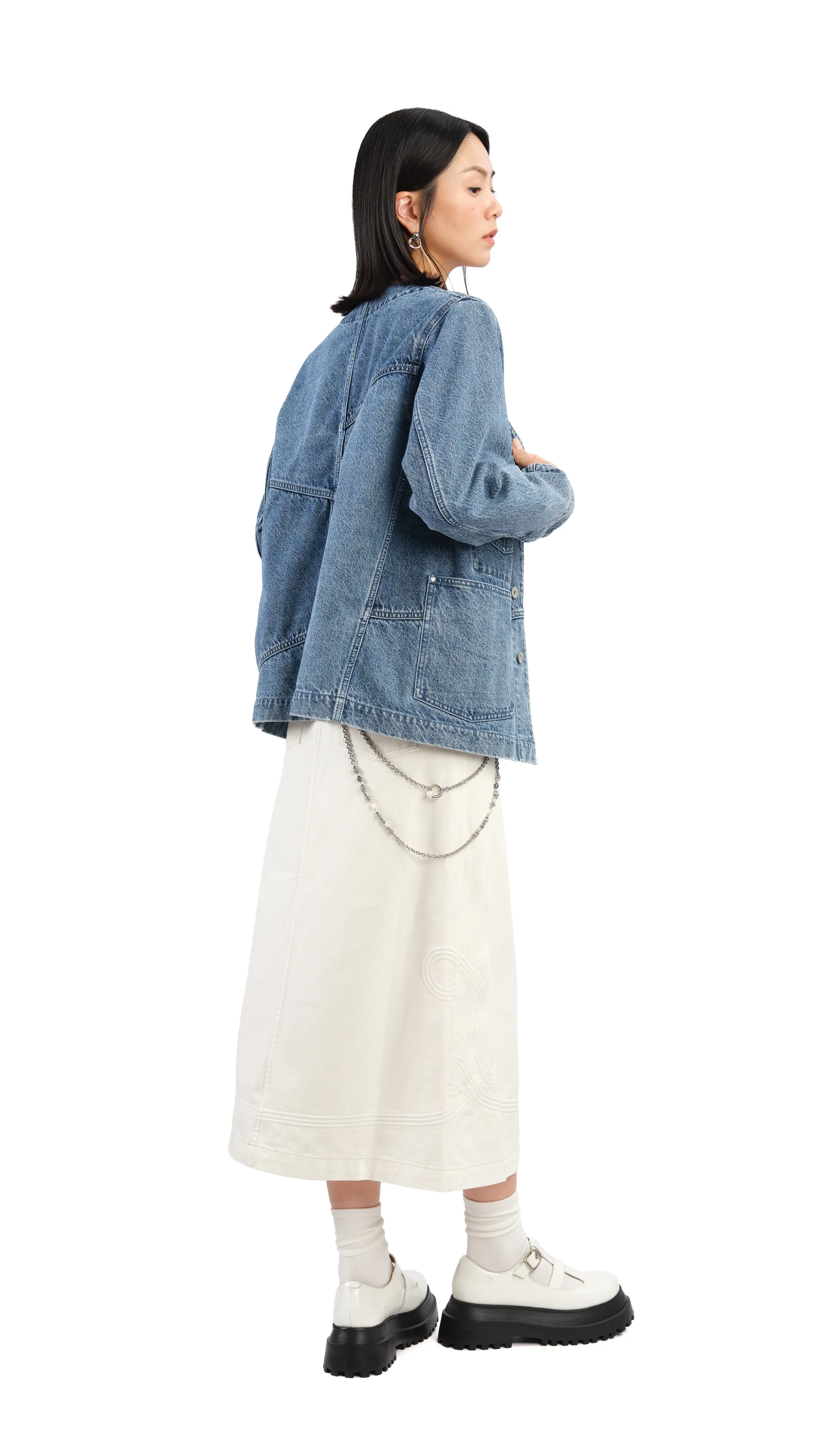 Rebuilt Collarless Denim Jacket sold by INITIAL Fashion product image thumbnail 5