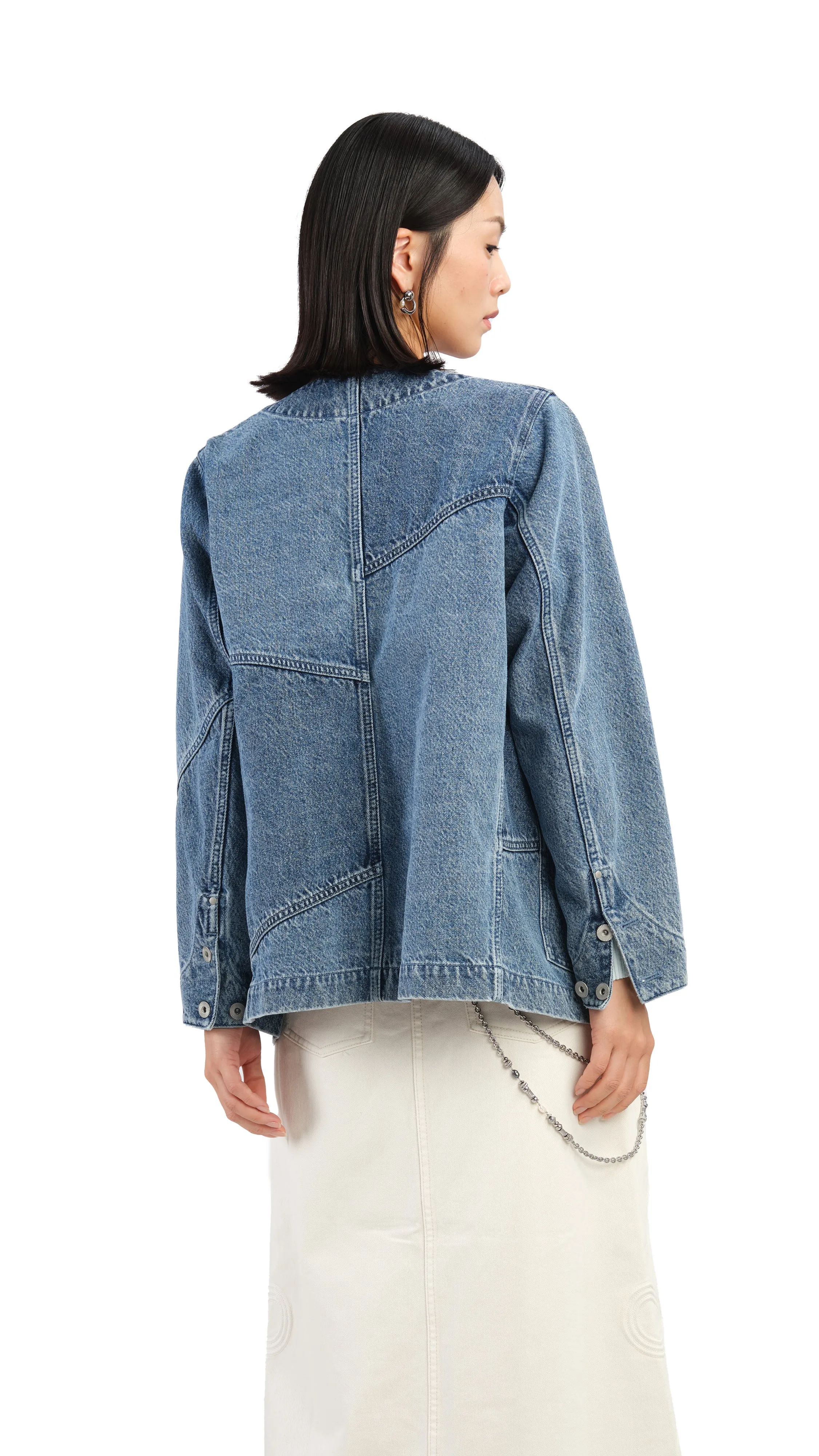 Rebuilt Collarless Denim Jacket sold by INITIAL Fashion product image thumbnail 3