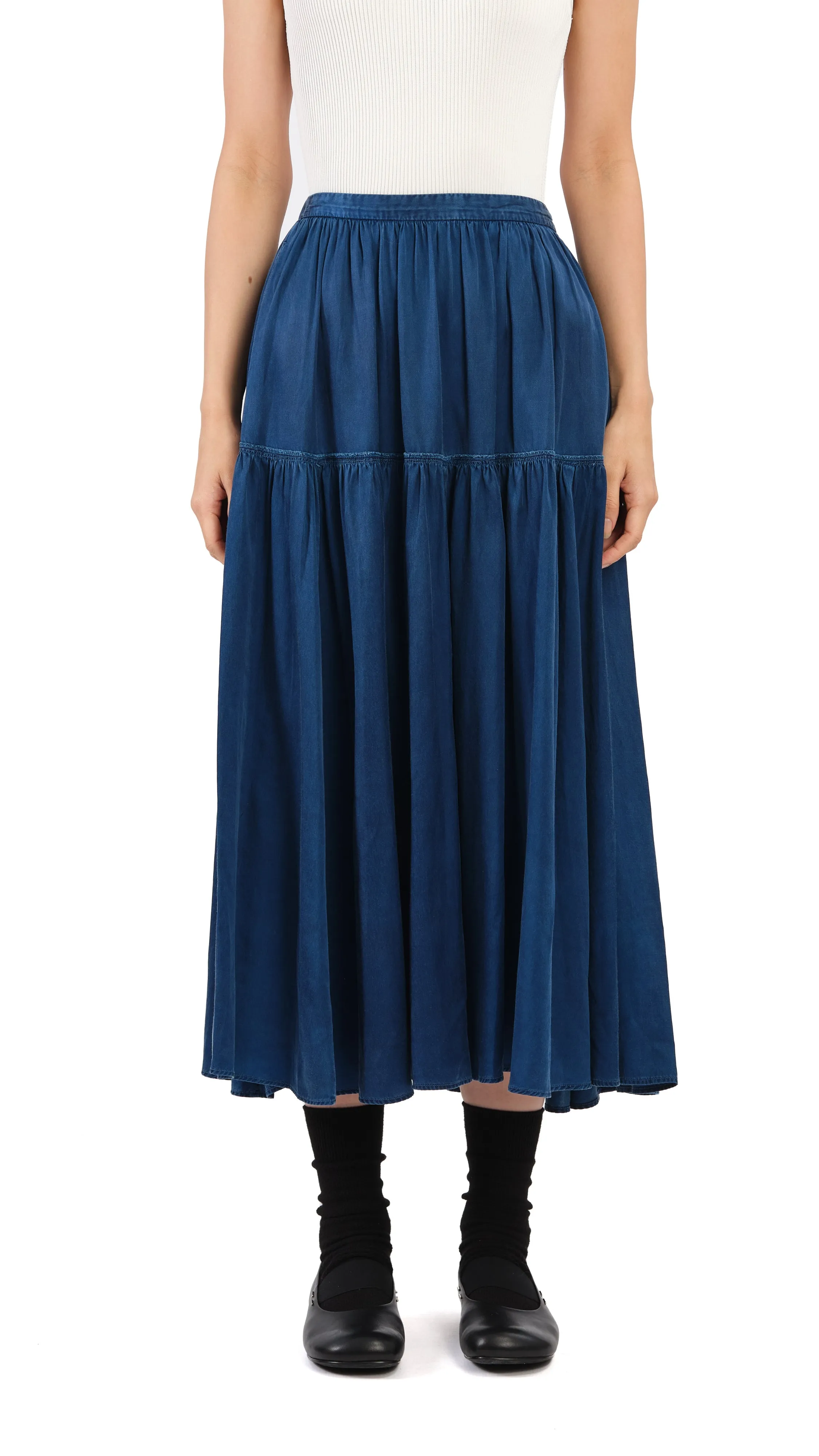 Kurashikizome Gathered Skirt sold by INITIAL Fashion