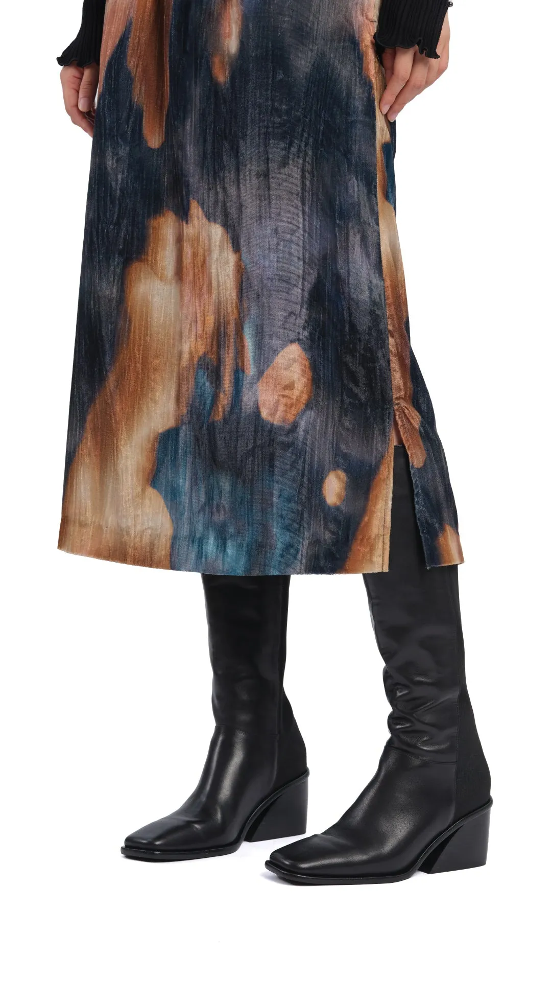 Knee-Length Panelled Leather Boots sold by INITIAL Fashion