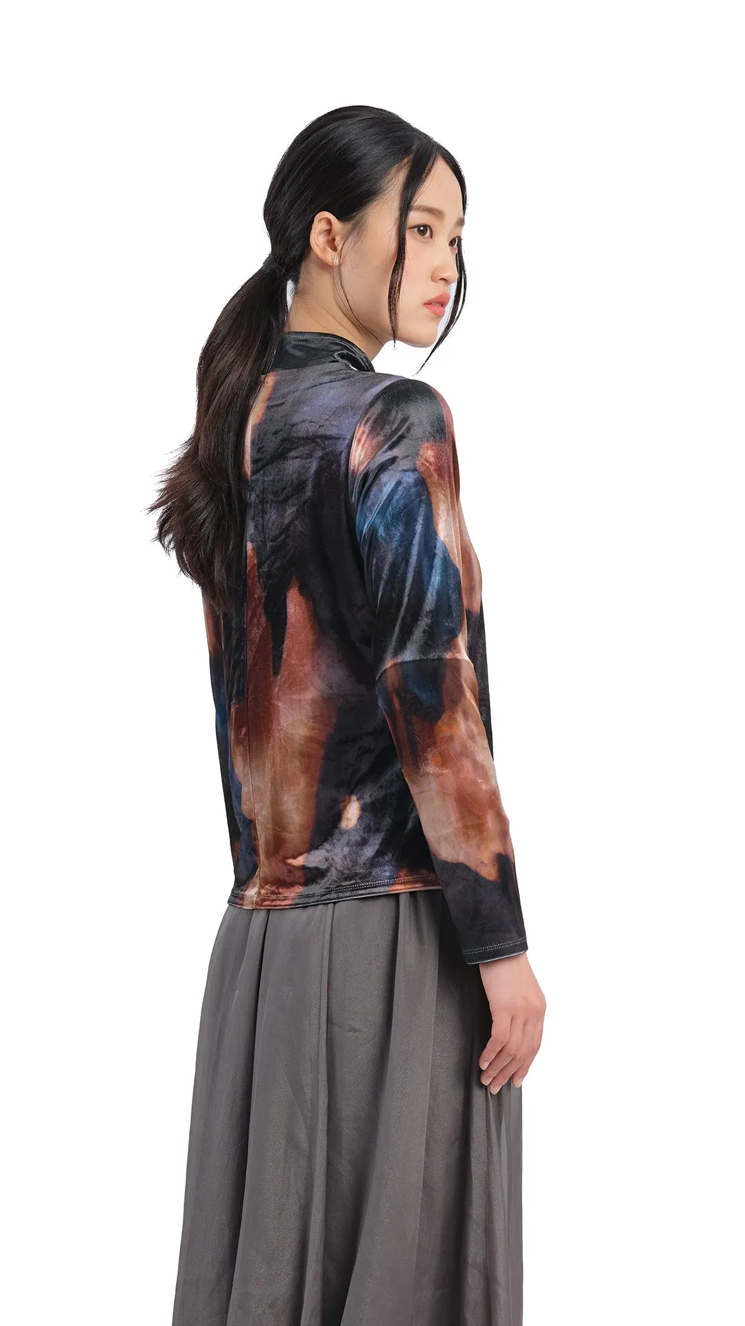Watercolor Graphic Velour High Neck Top sold by INITIAL Fashion product image thumbnail 3