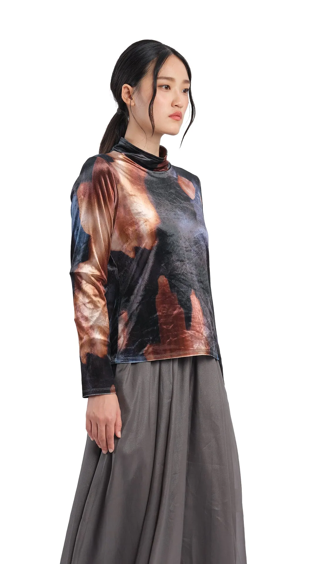 Watercolor Graphic Velour High Neck Top sold by INITIAL Fashion product image thumbnail 2