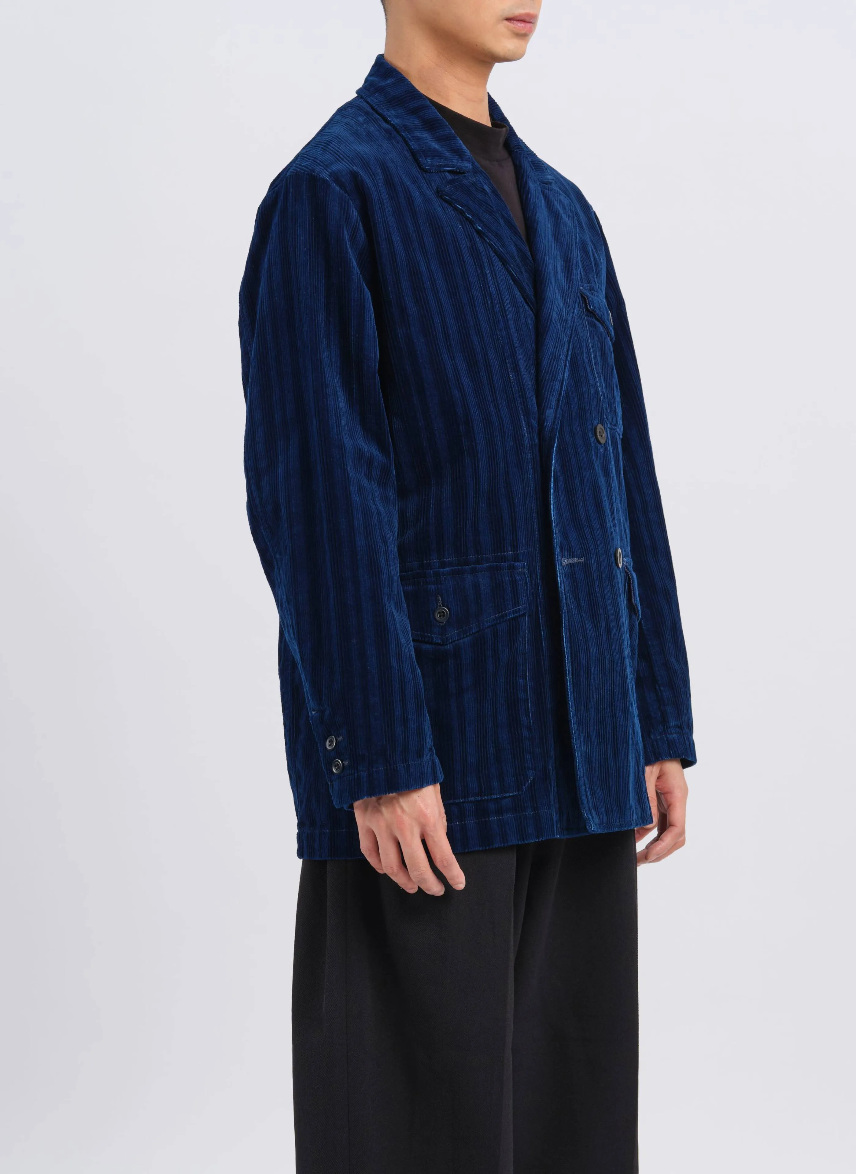 Indigo Cotton Corduroy Double Breasted Soft Blazer sold by INITIAL Fashion product image thumbnail 3