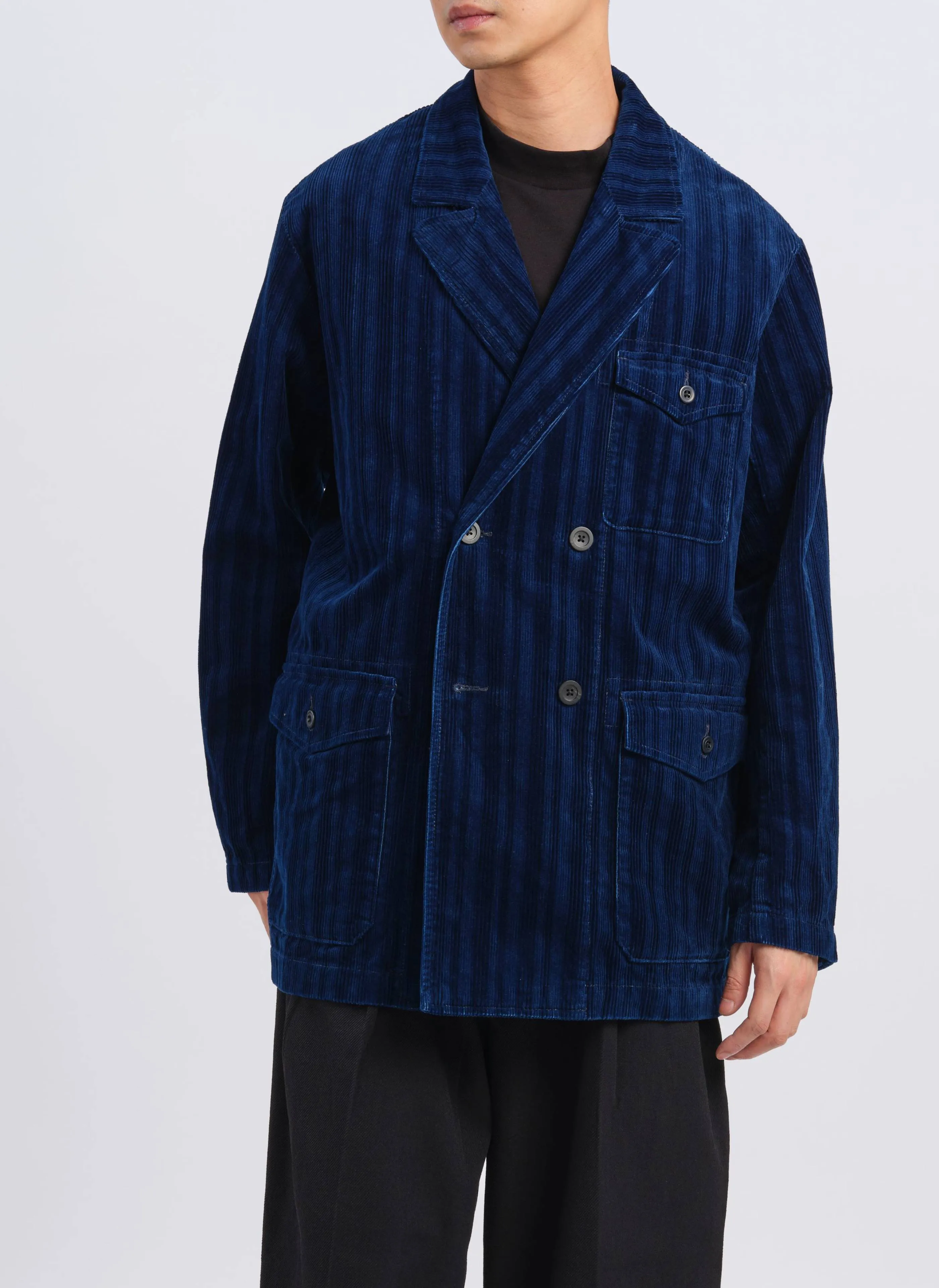 Indigo Cotton Corduroy Double Breasted Soft Blazer sold by INITIAL Fashion product image thumbnail 5