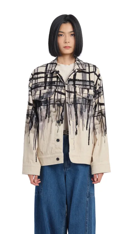 Handcrafted Checker Printed Corduroy Jacket sold by INITIAL Fashion