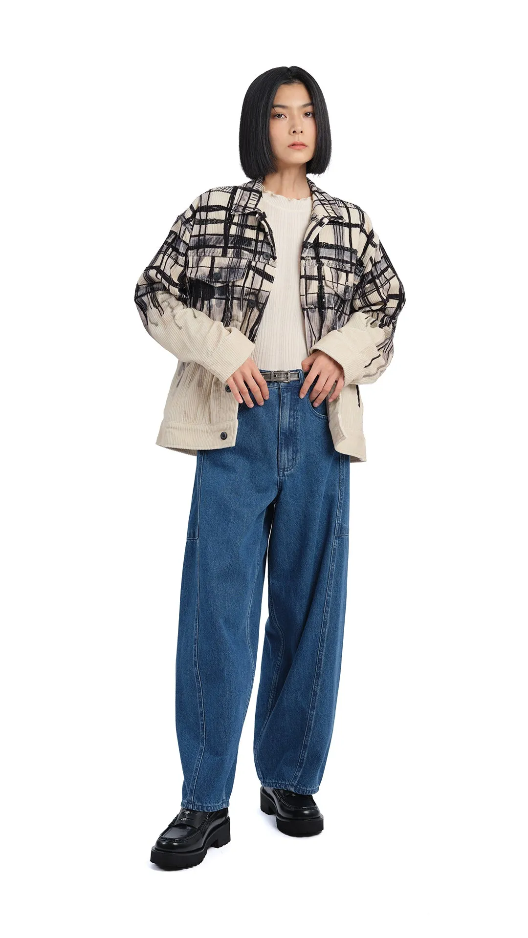 Handcrafted Checker Printed Corduroy Jacket sold by INITIAL Fashion product image thumbnail 5