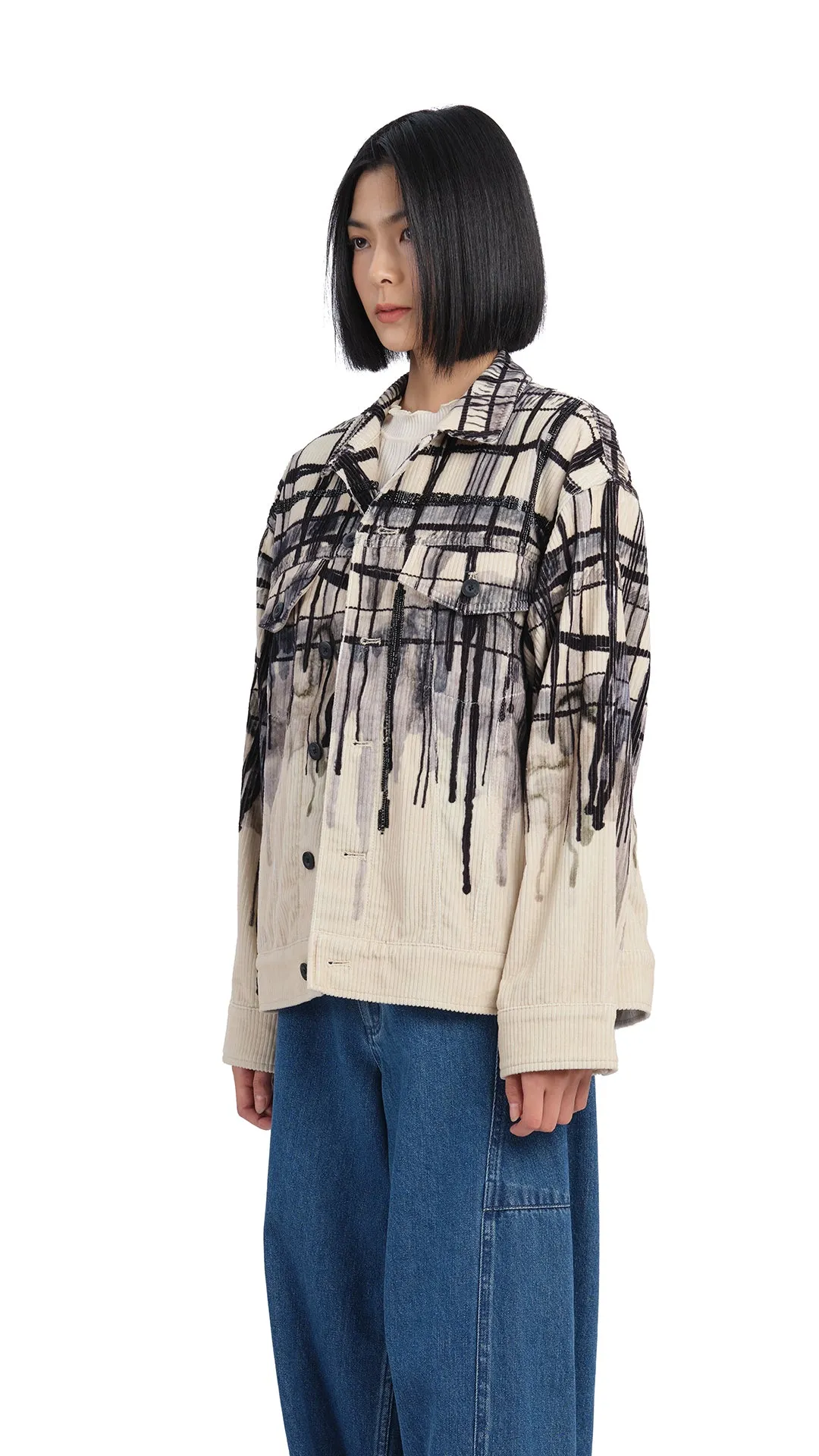 Handcrafted Checker Printed Corduroy Jacket sold by INITIAL Fashion product image thumbnail 3