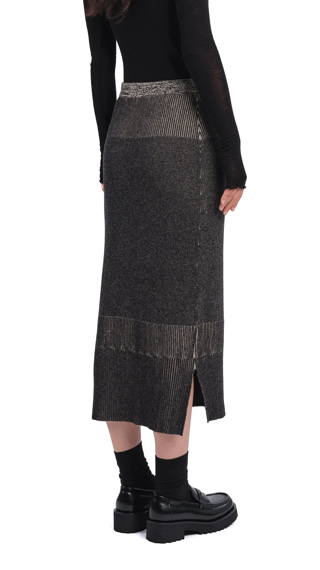 Knitted Two Tone Pencil Skirt sold by INITIAL Fashion product image thumbnail 3