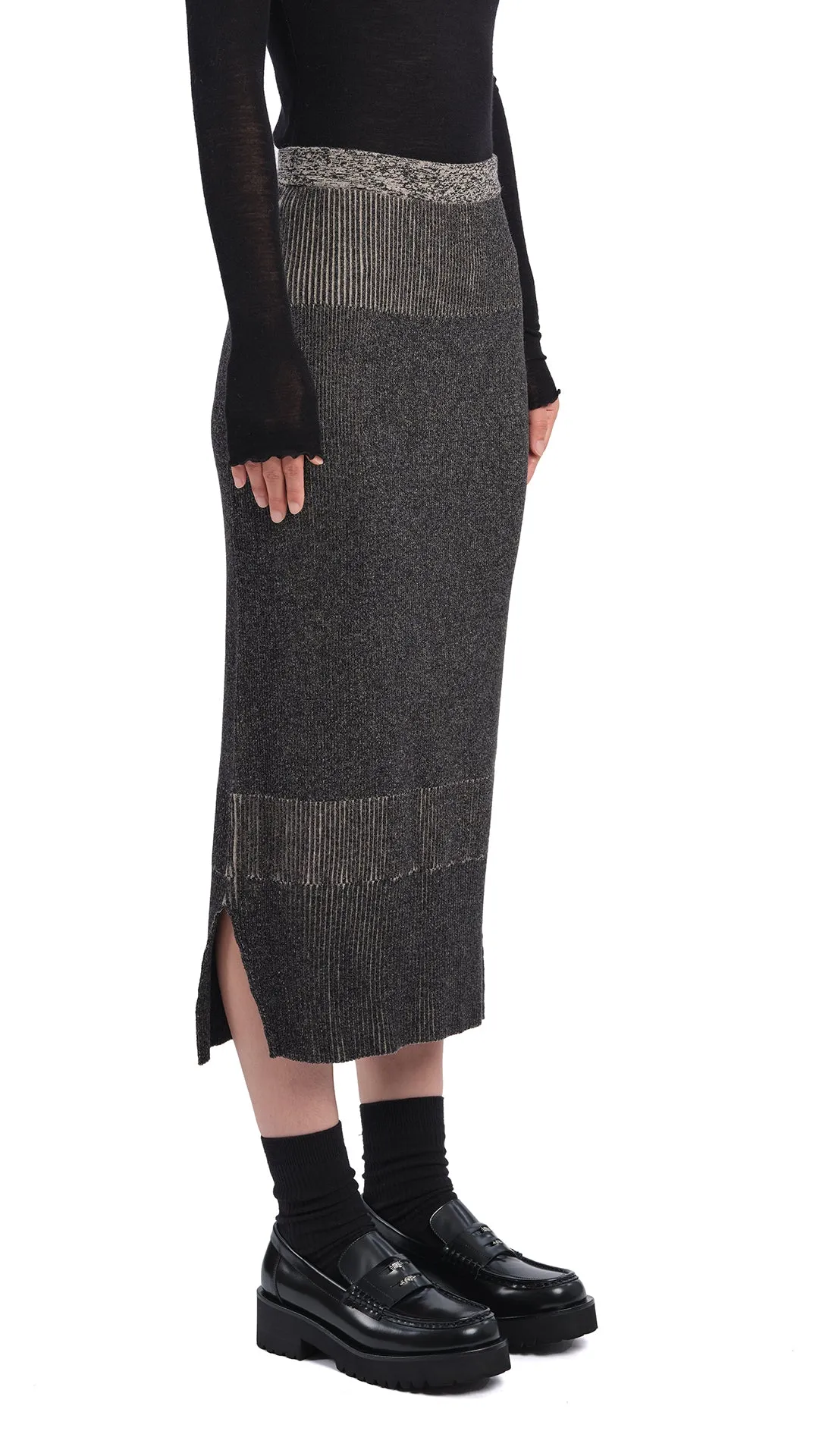 Knitted Two Tone Pencil Skirt sold by INITIAL Fashion product image thumbnail 2