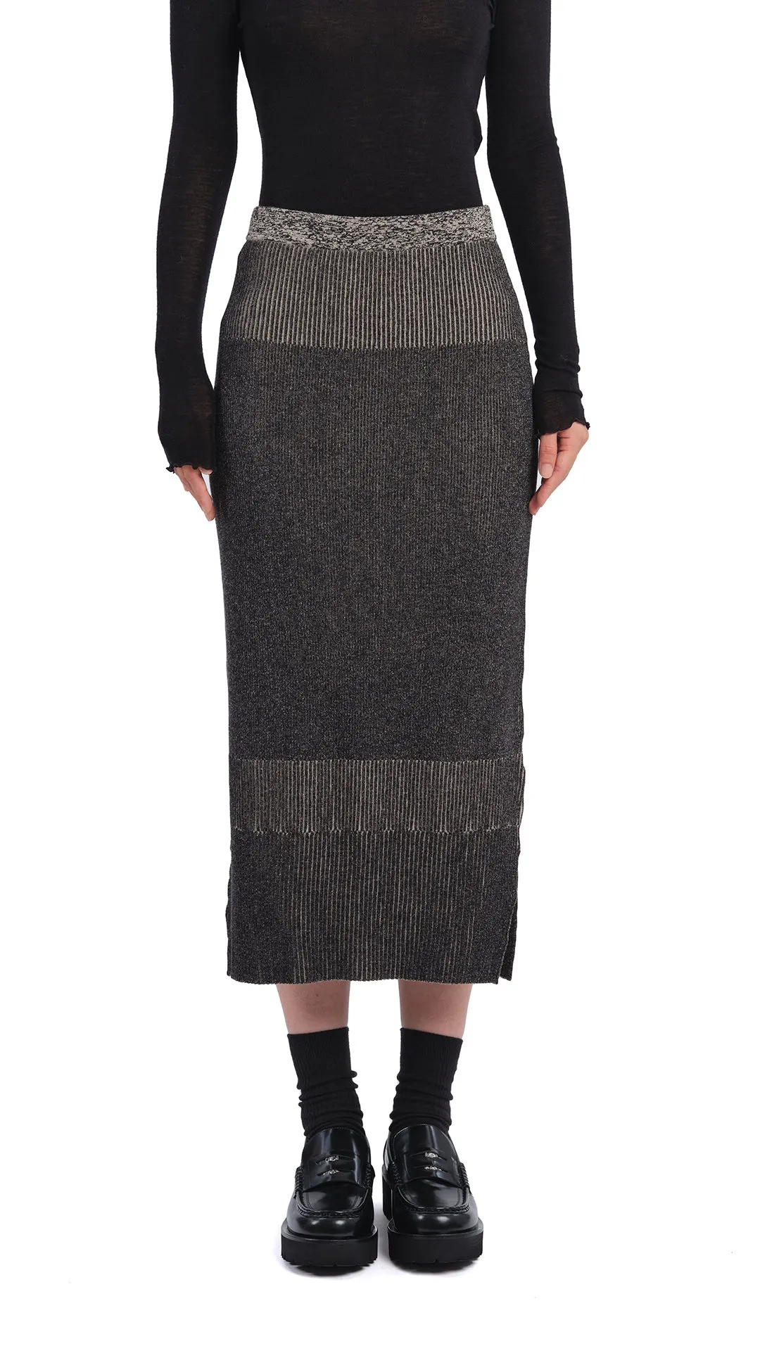 Knitted Two Tone Pencil Skirt sold by INITIAL Fashion