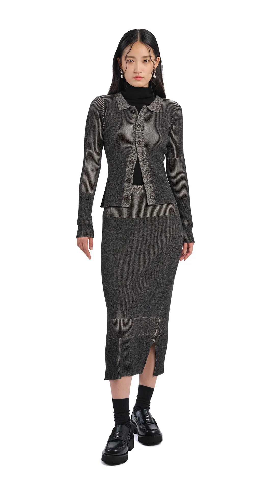 Knitted Two Tone Pencil Skirt sold by INITIAL Fashion product image thumbnail 4