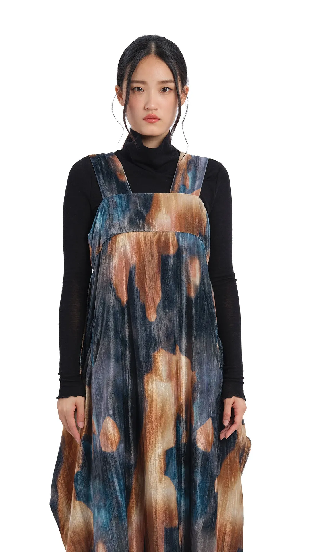 Watercolour Graphic Velour Printed Dress sold by INITIAL Fashion product image thumbnail 4