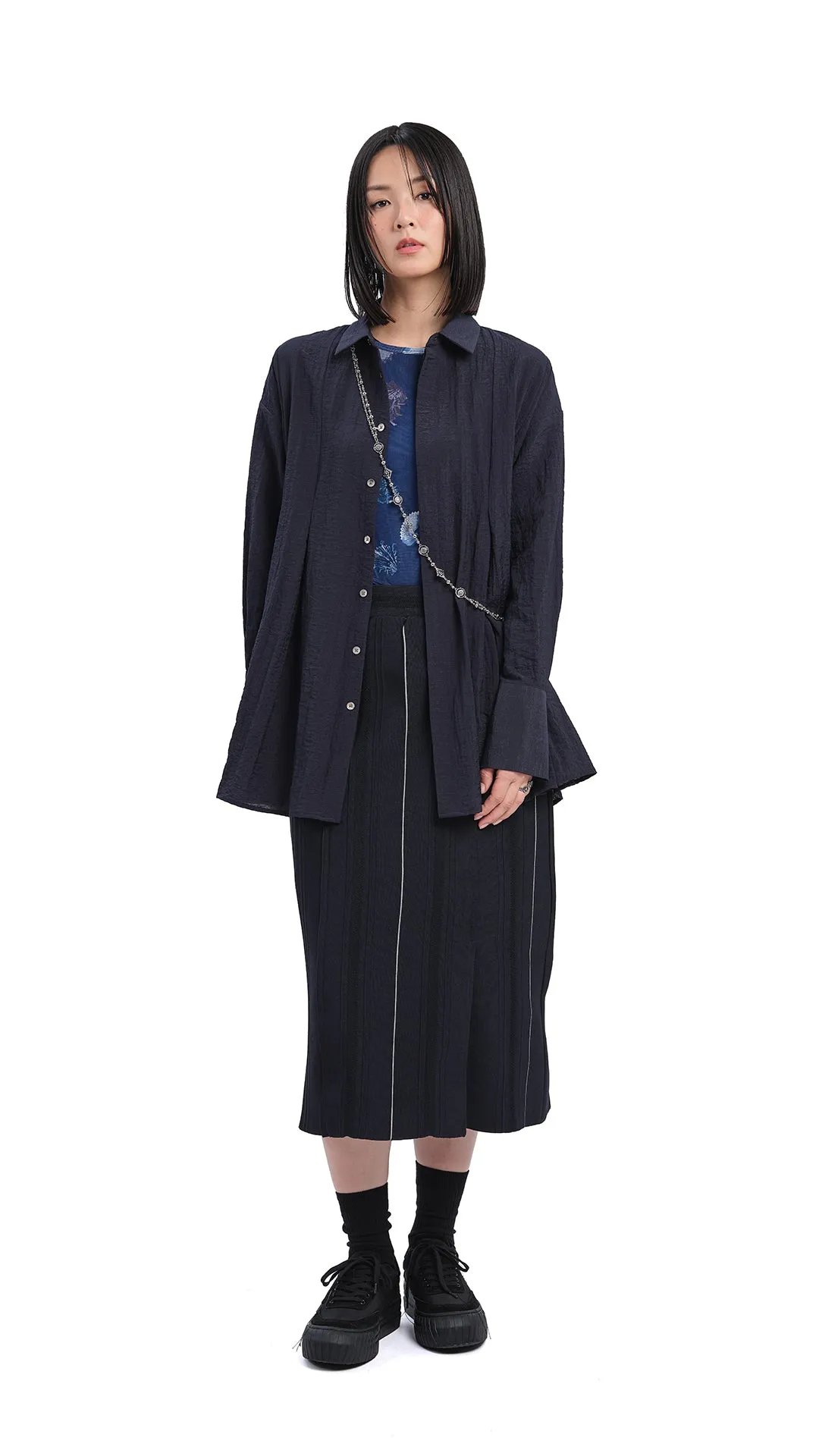 Knitted Contrast Stitch Pencil Skirt sold by INITIAL Fashion product image thumbnail 4