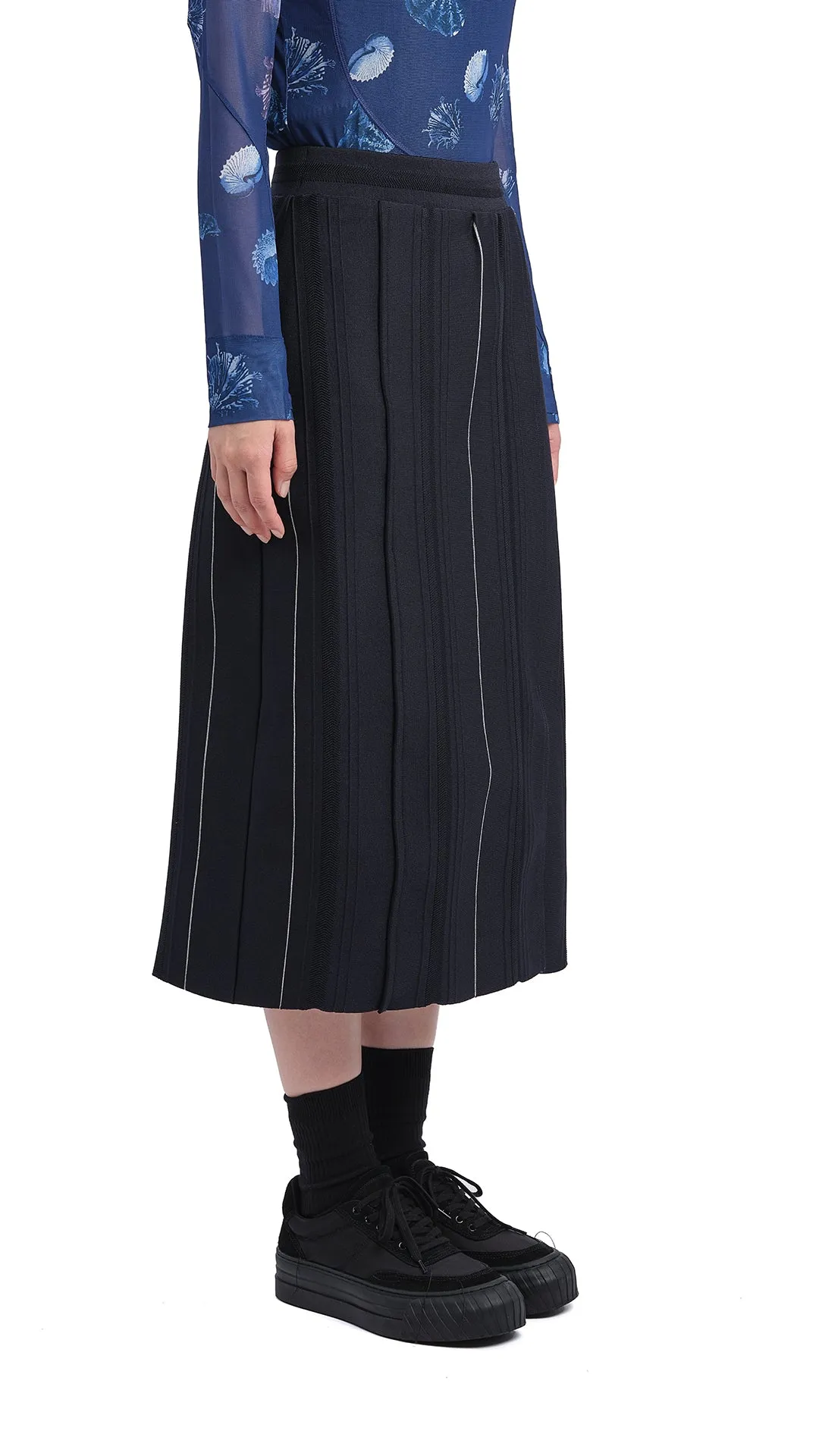 Knitted Contrast Stitch Pencil Skirt sold by INITIAL Fashion product image thumbnail 2