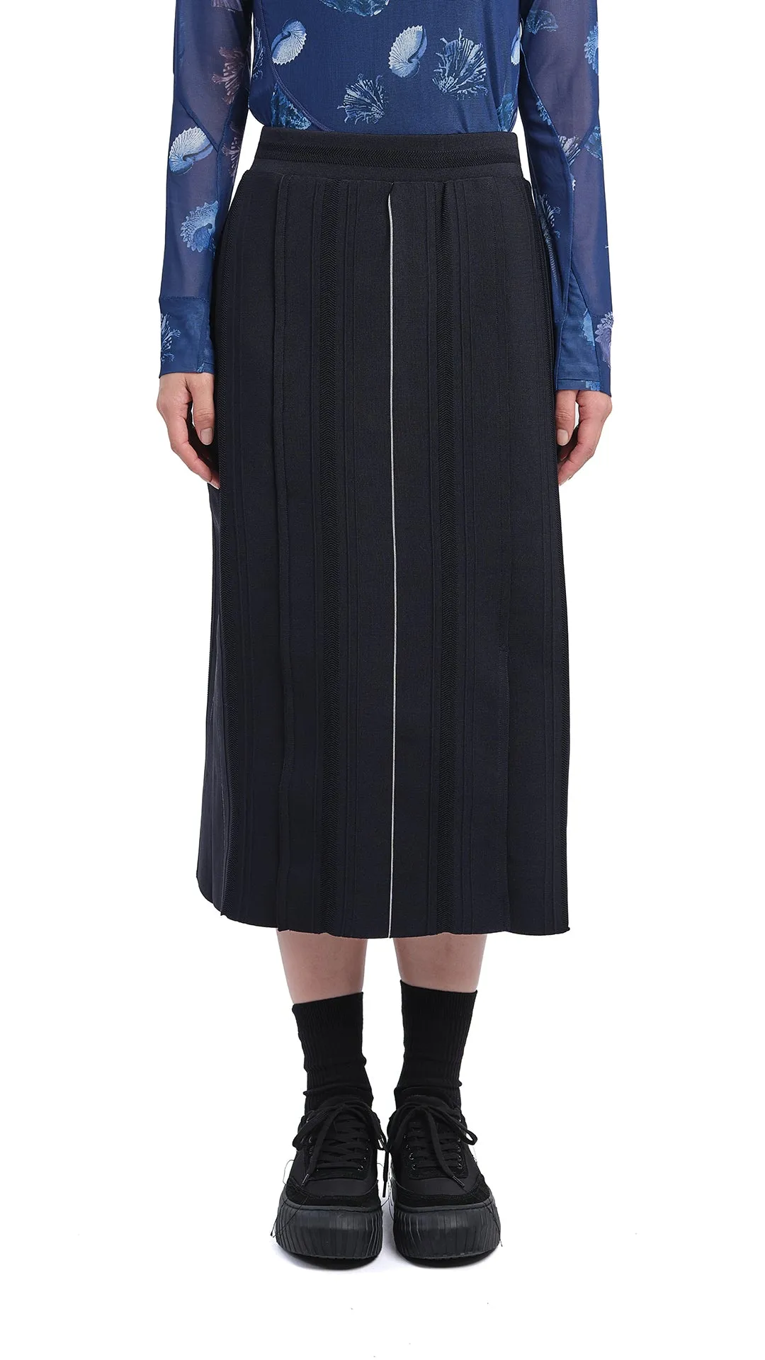 Knitted Contrast Stitch Pencil Skirt sold by INITIAL Fashion