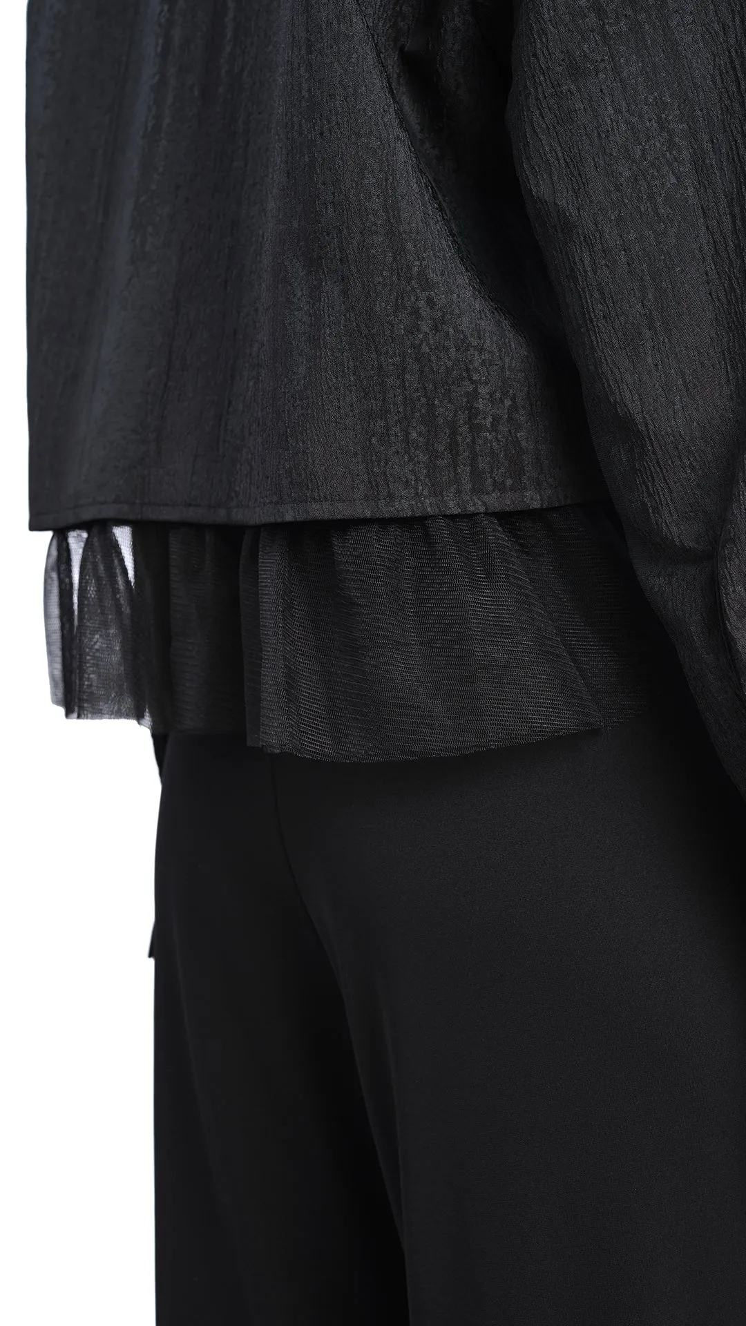 Mesh Trimmed Crop Shirt sold by INITIAL Fashion product image thumbnail 5