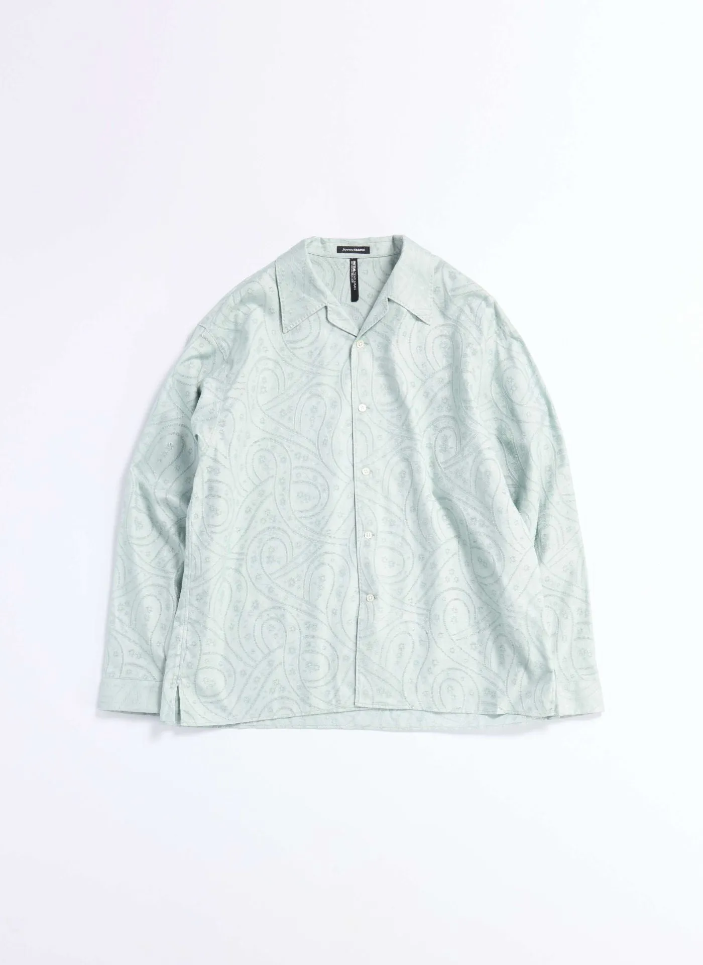 Dyed Cotton Leno Open Collar Long Sleeve Shirt sold by INITIAL Fashion