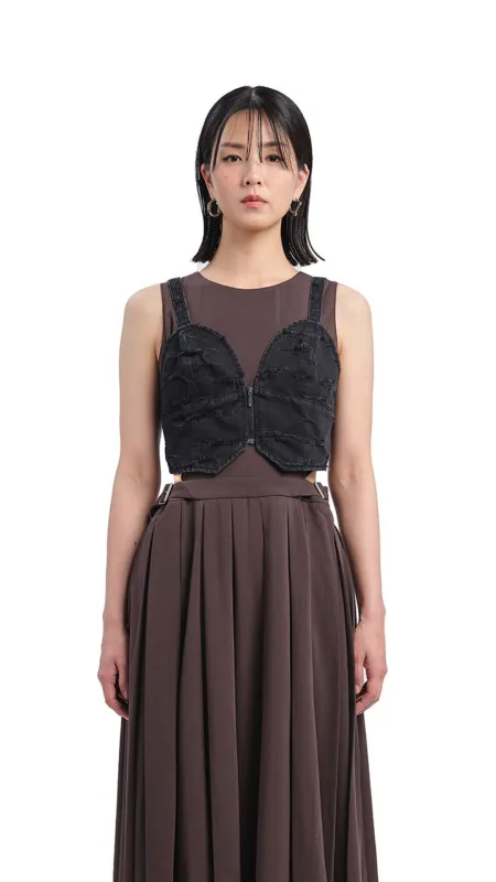 Distressed Denim Bustier sold by INITIAL Fashion