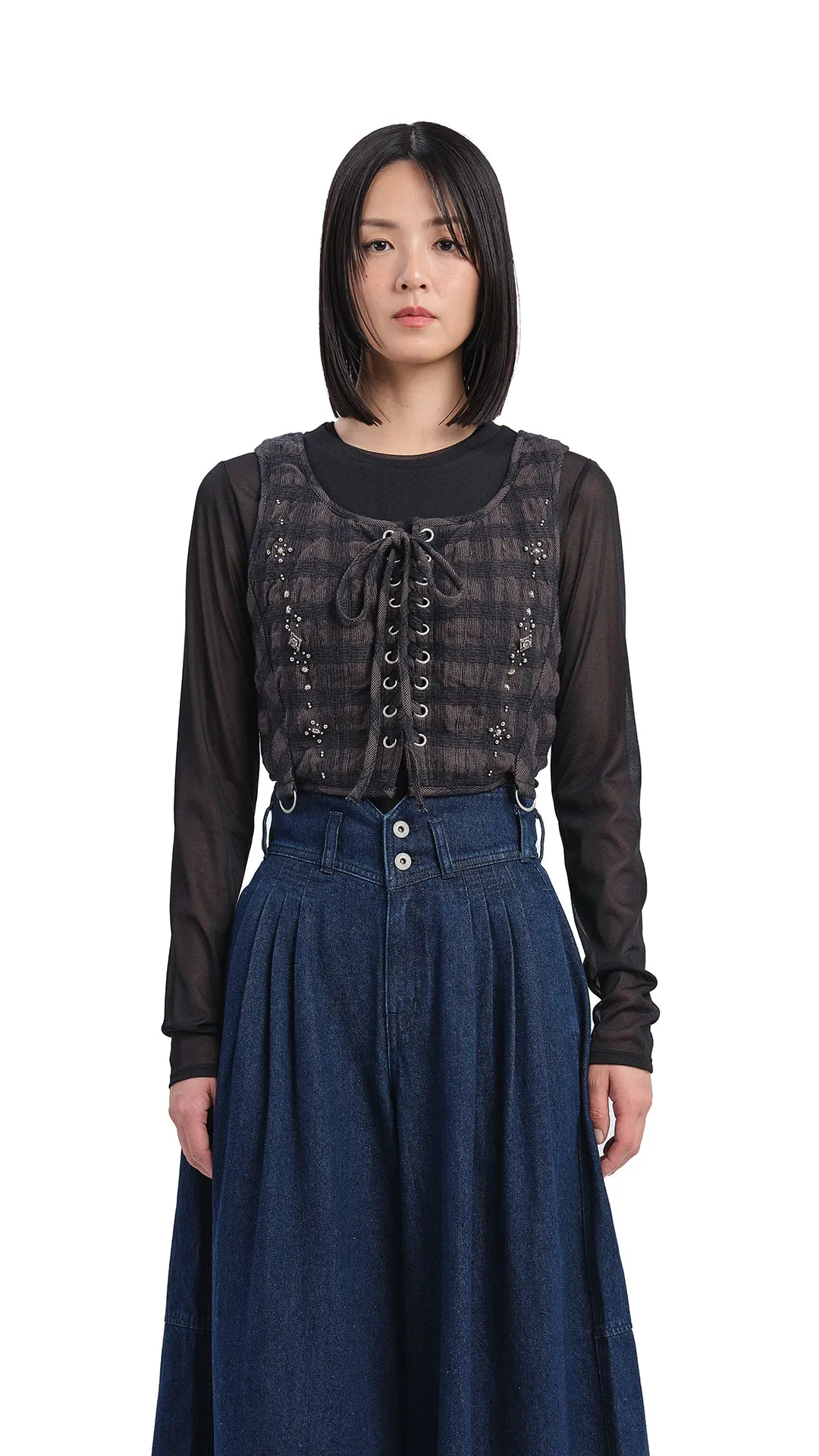Checker Studs Corset sold by INITIAL Fashion
