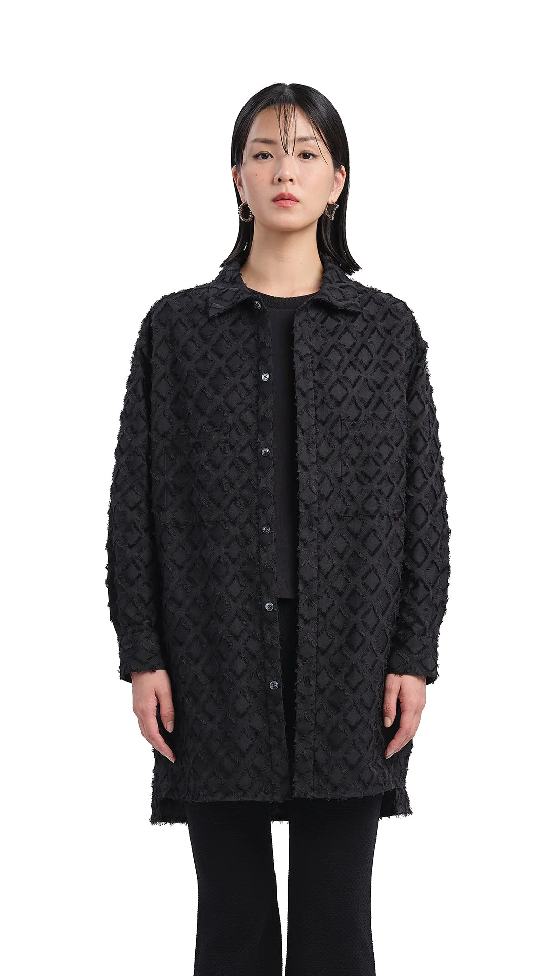 Argyle Jacquard Boyfriend Shirt sold by INITIAL Fashion