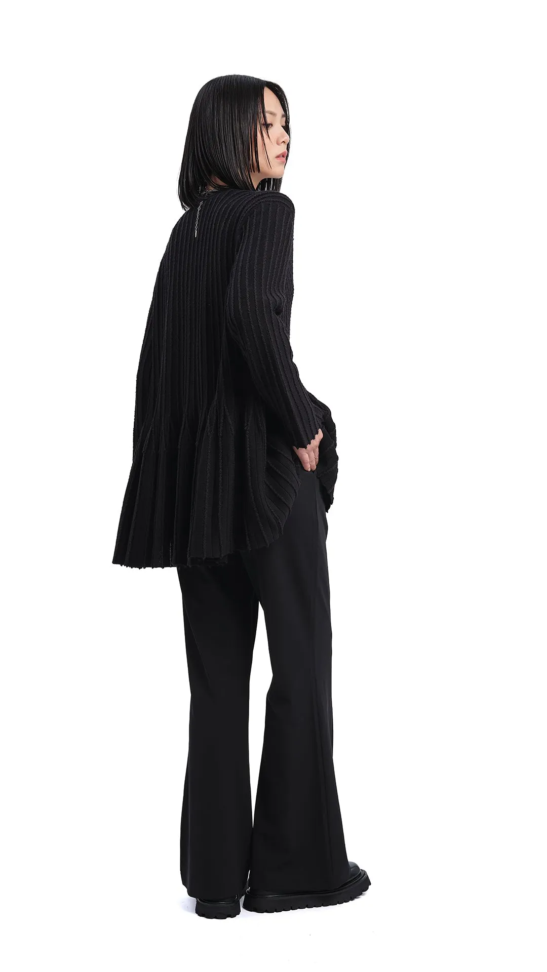 Oversized Flare-hem Cardigan sold by INITIAL Fashion product image thumbnail 5