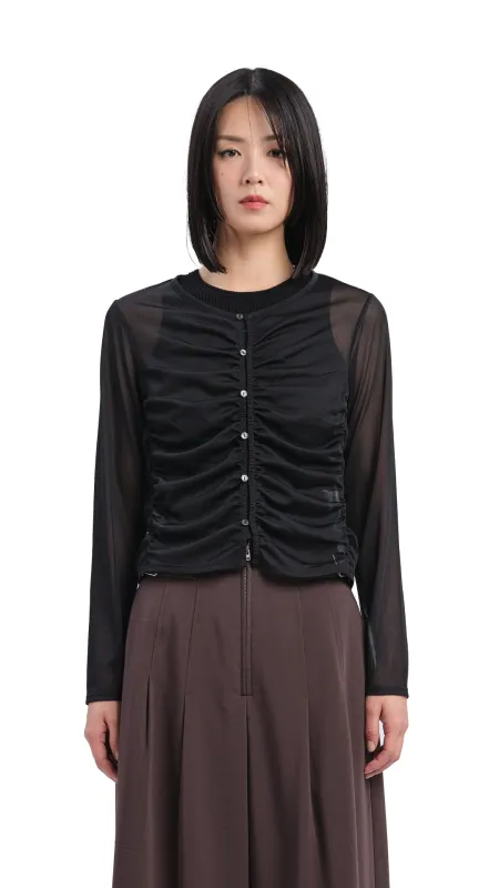 Sheer Gathered Jacket sold by INITIAL Fashion