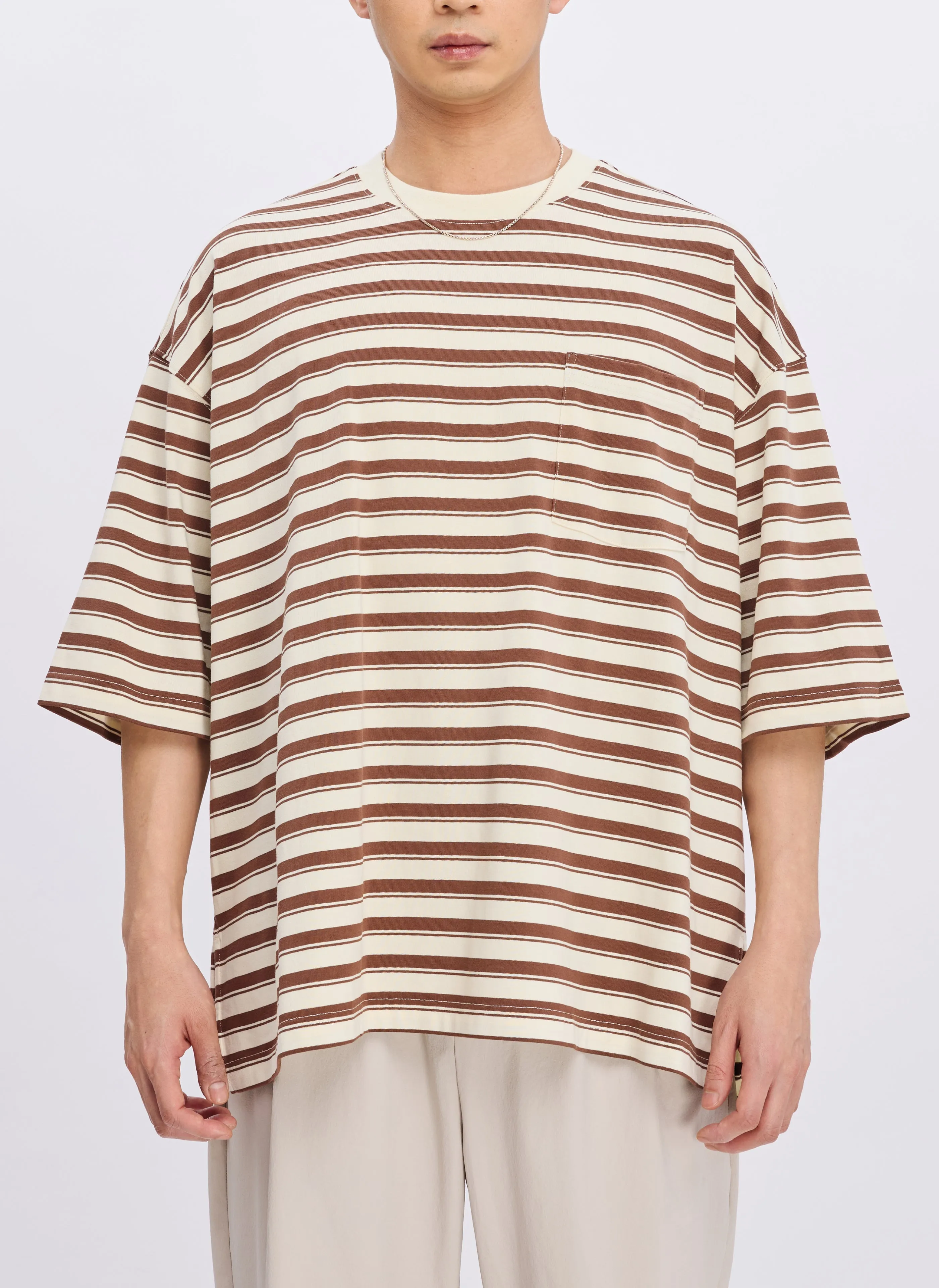 230G Jacquard Short Sleeves Border Tops sold by INITIAL Fashion product image thumbnail 2