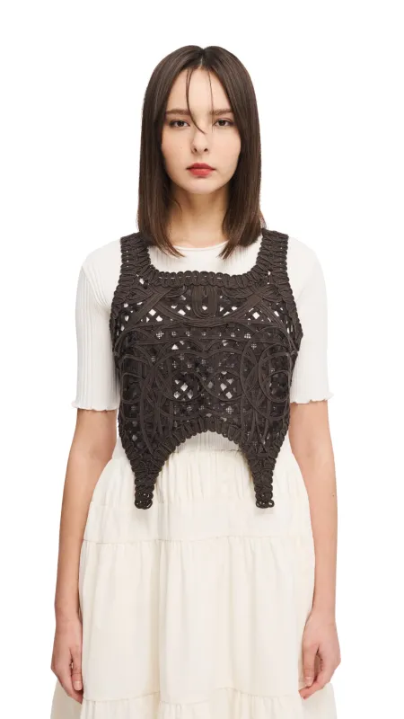 Cord Embroidery Vest sold by INITIAL Fashion