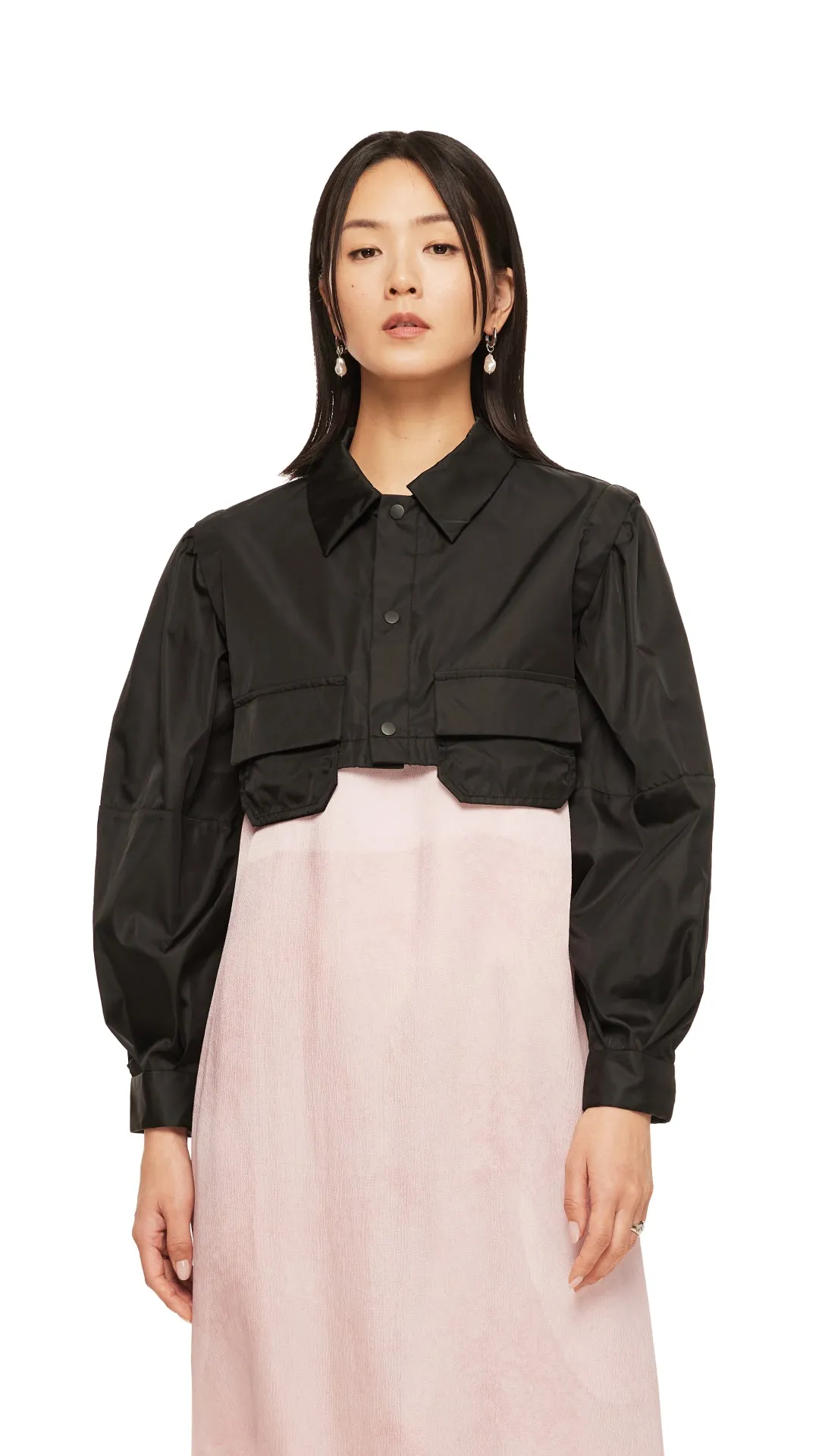 Puff Sleeves Nylon Short Shirt Jacket sold by INITIAL Fashion product image thumbnail 2