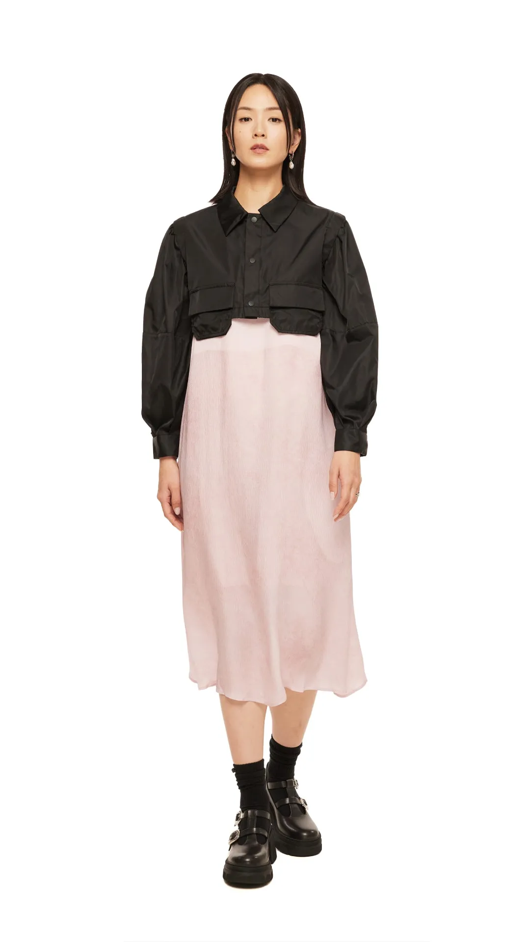 Puff Sleeves Nylon Short Shirt Jacket sold by INITIAL Fashion product image thumbnail 3