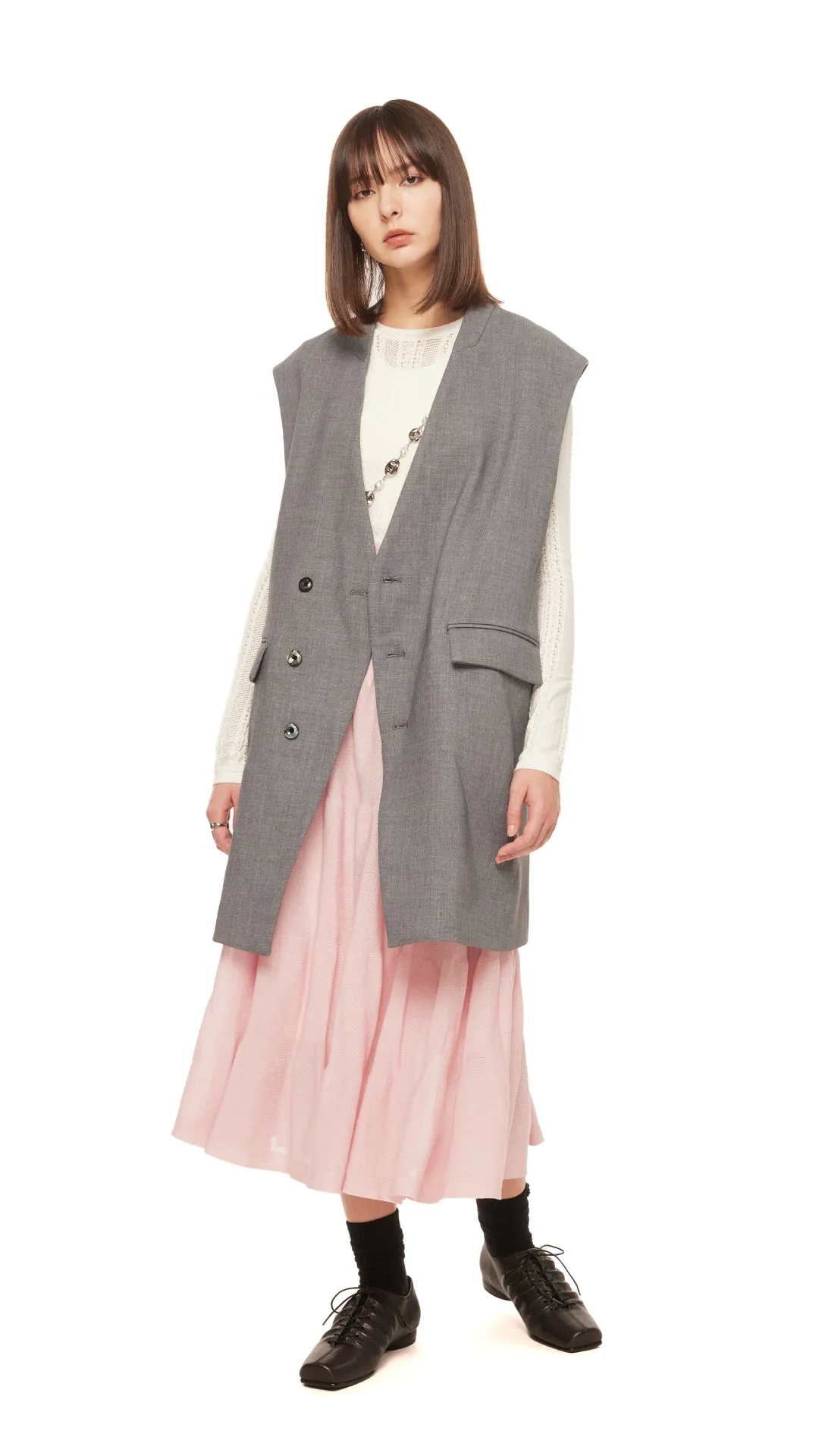 Square-Toe Lace-Up Ballet Shoes sold by INITIAL Fashion product image thumbnail 3