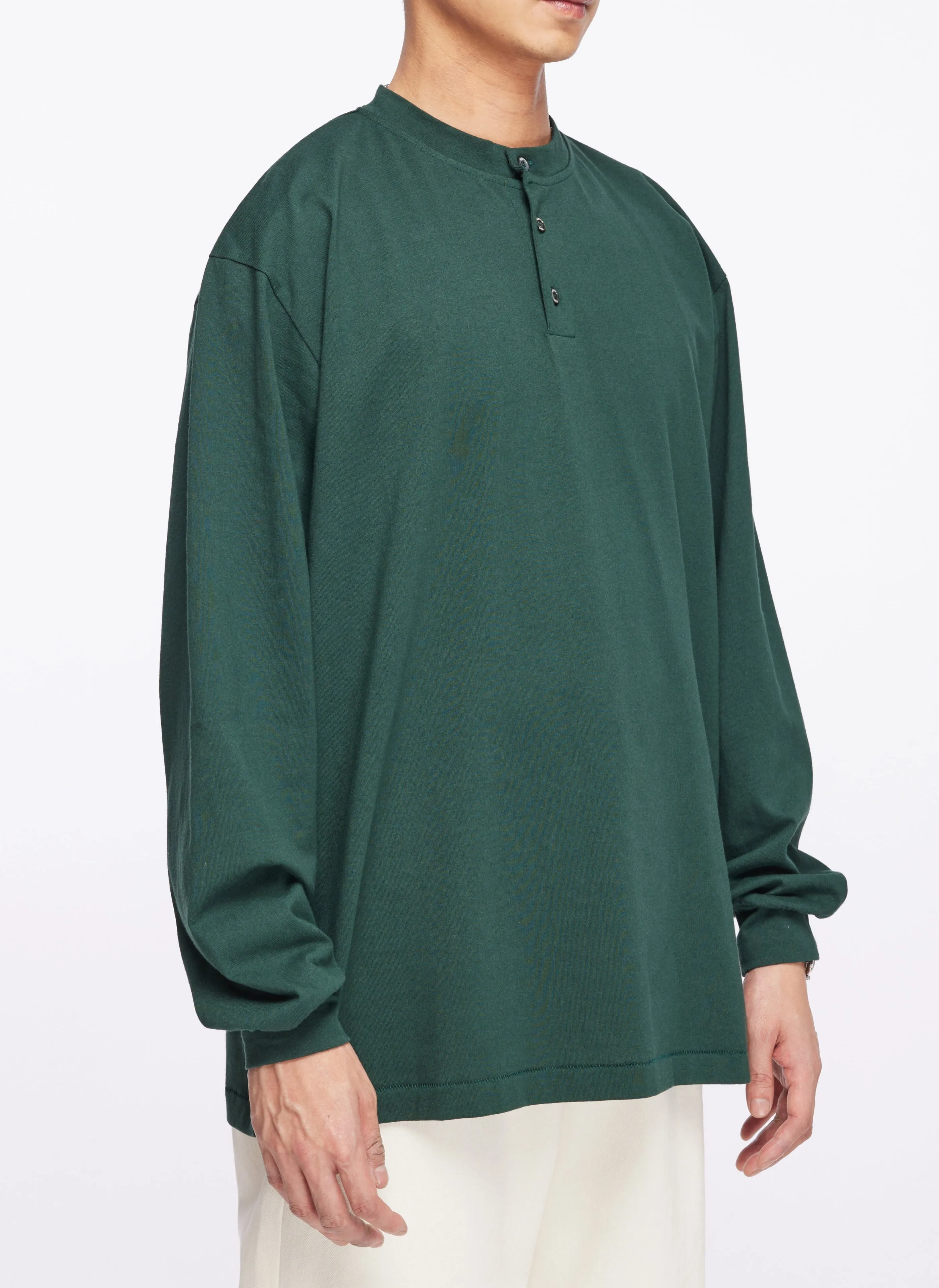 220G Cotton Single Jersey Henley Neck Long sleeve Top sold by INITIAL Fashion product image thumbnail 3