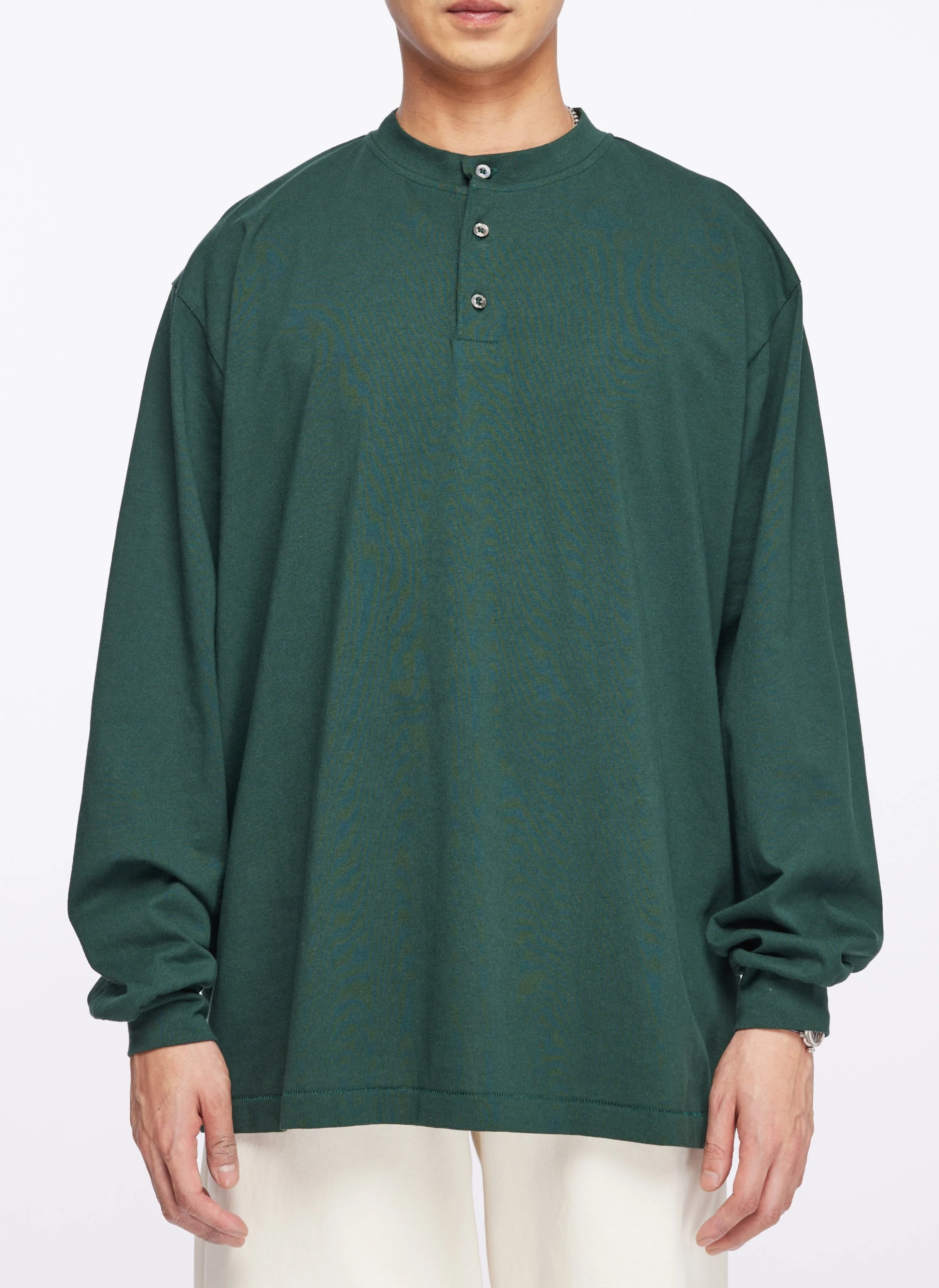 220G Cotton Single Jersey Henley Neck Long sleeve Top sold by INITIAL Fashion product image thumbnail 2