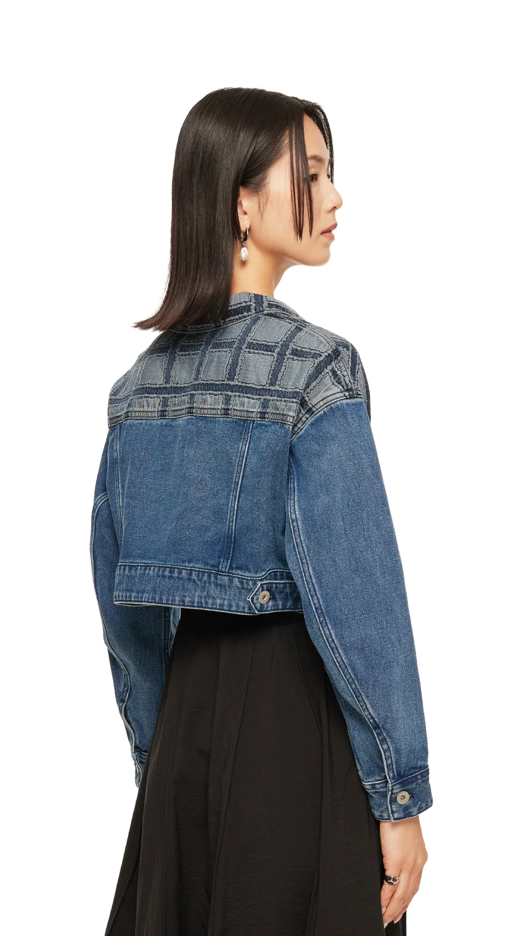 Patched Crop Denim Jacket sold by INITIAL Fashion product image thumbnail 3